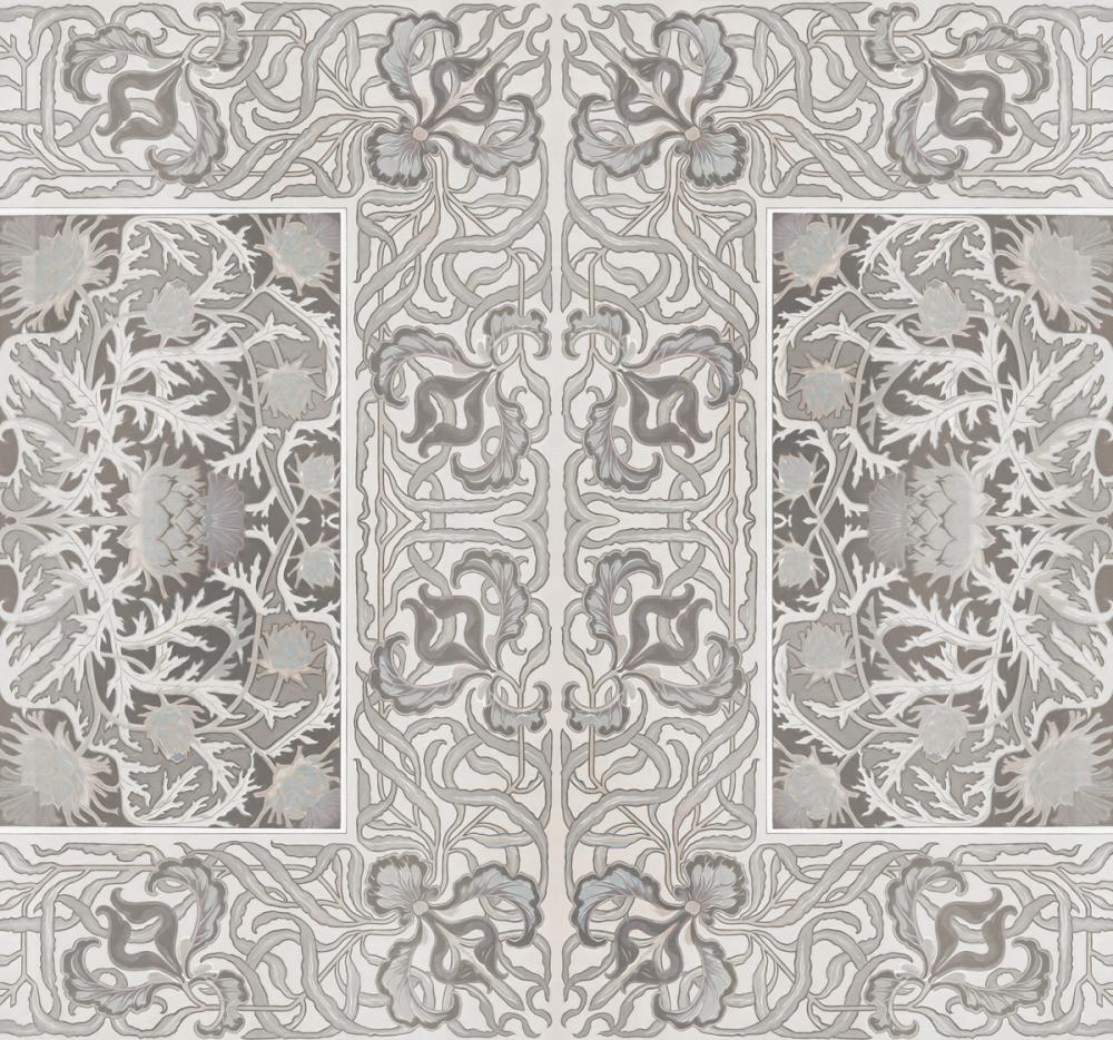 Iris & Thistle Ornament, Gray