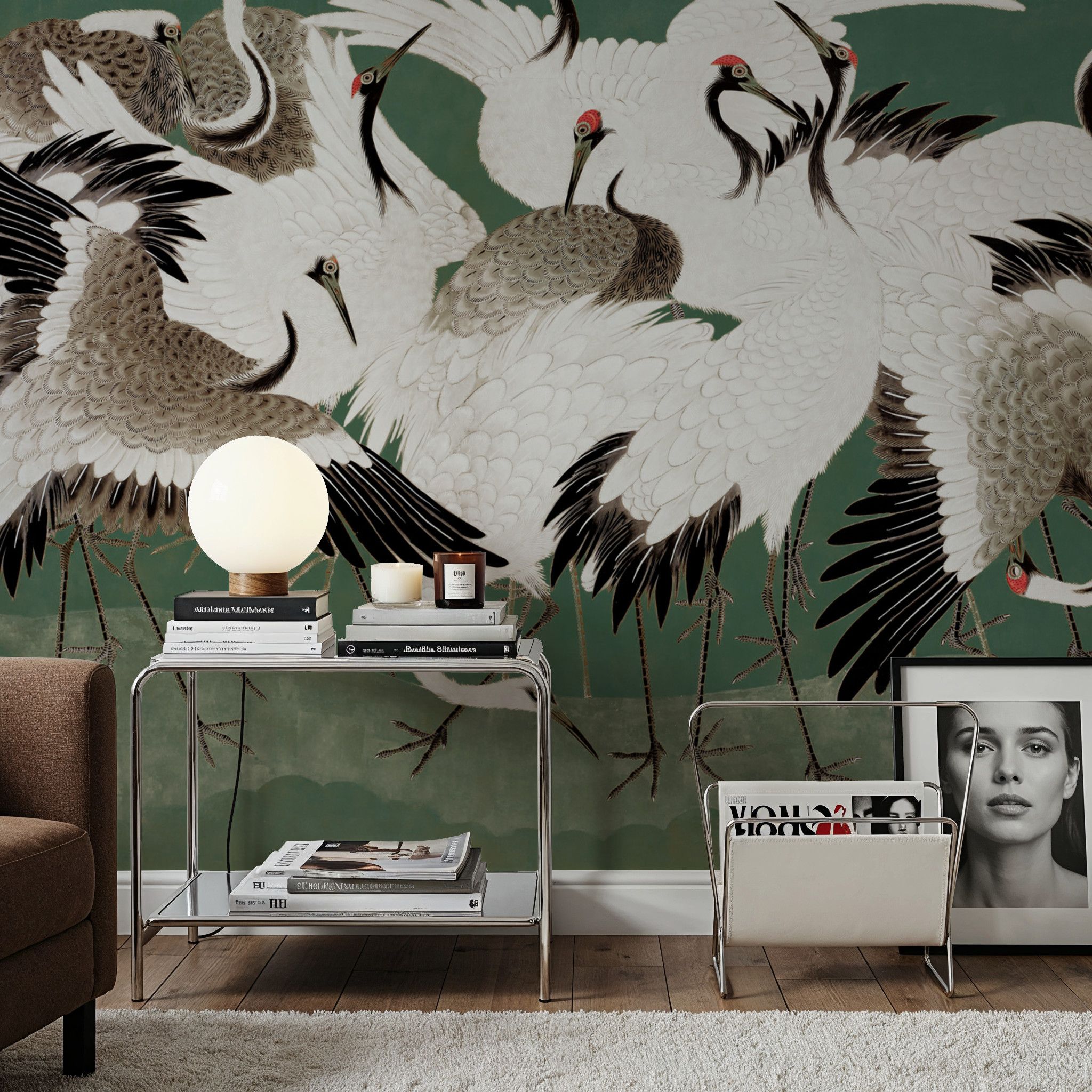 Japanese Flock of Cranes, Emerald