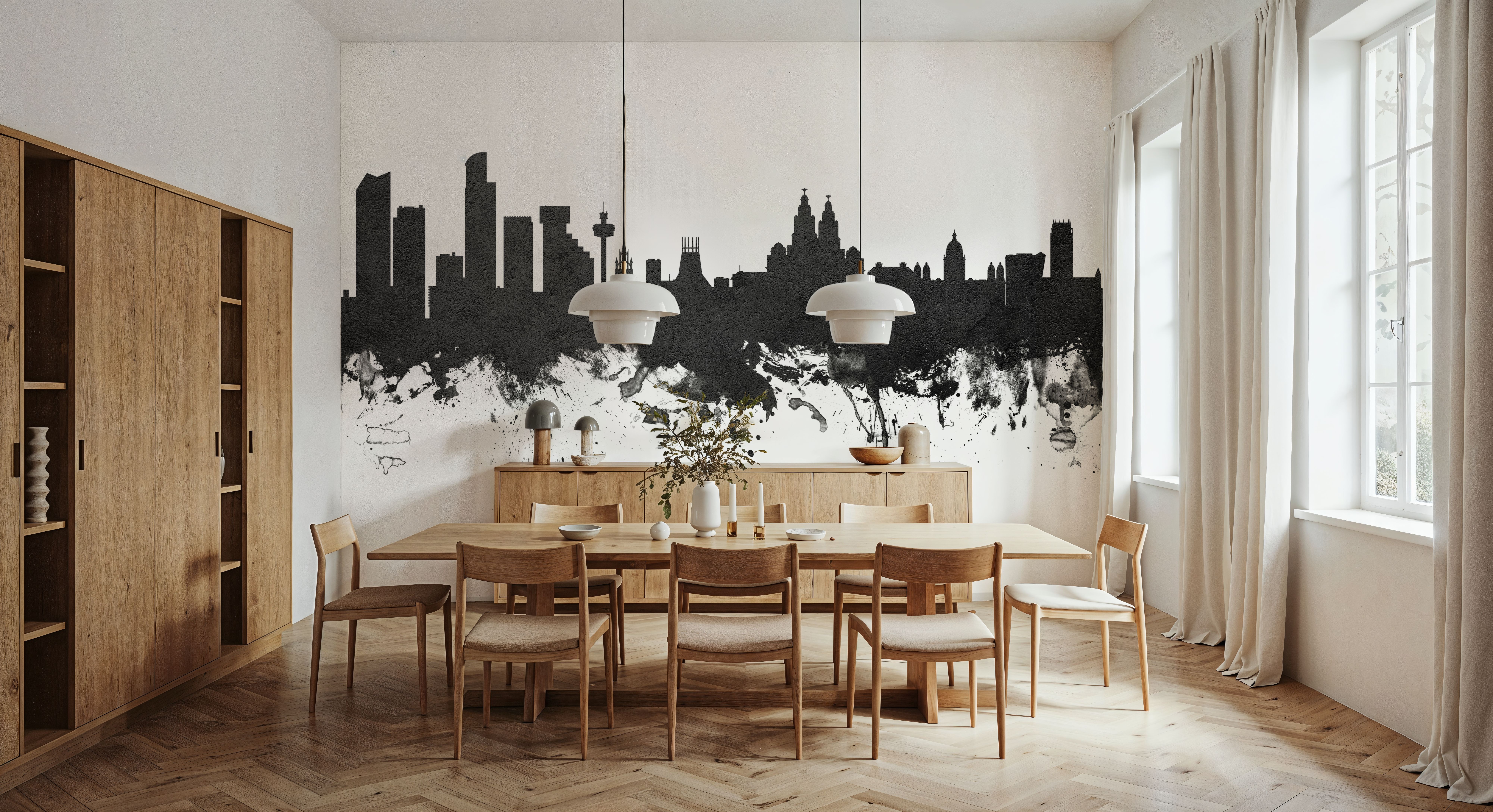 Liverpool England Skyline Black & White