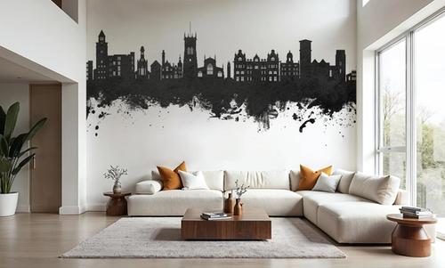 Wigan England Skyline Black & White