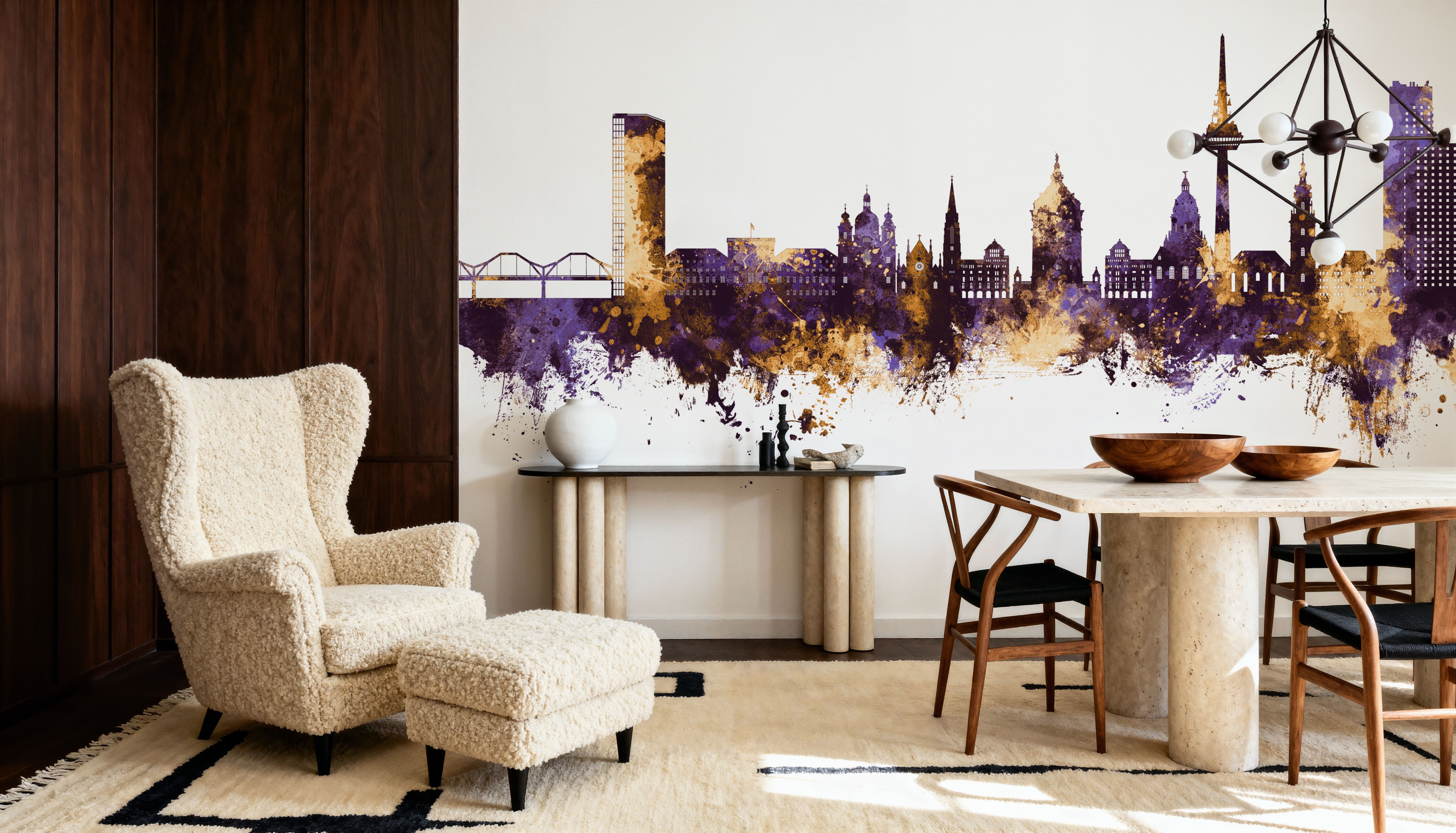 Mannheim Germany Skyline Purple & Gold