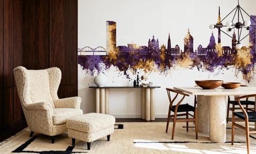 Mannheim Germany Skyline Purple & Gold