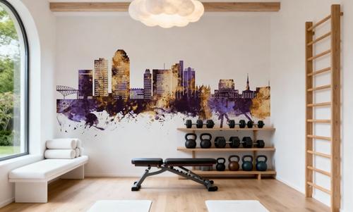 Shreveport Louisiana Skyline Purple & Gold