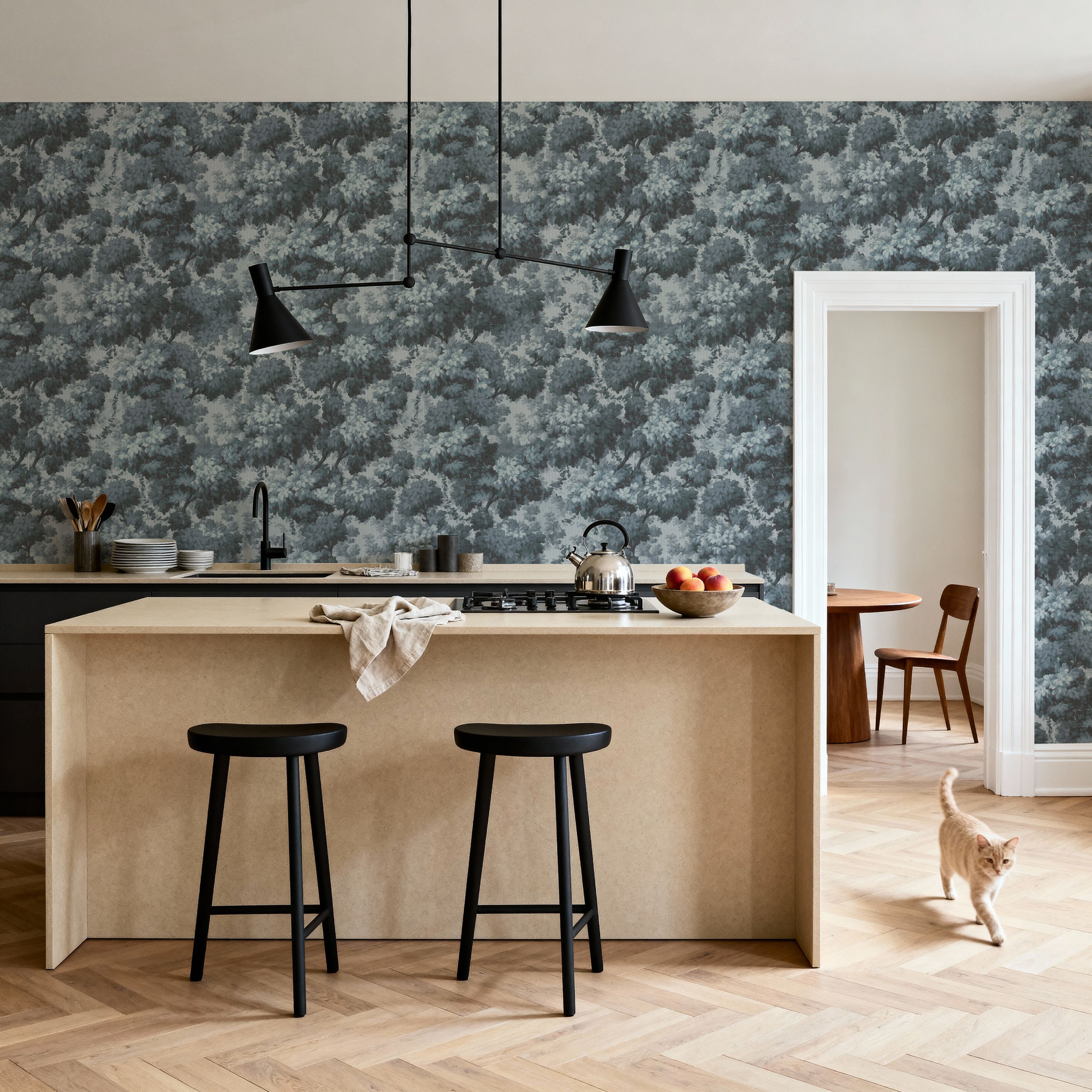 Greenwood Linden, Blueberry, Wallpaper