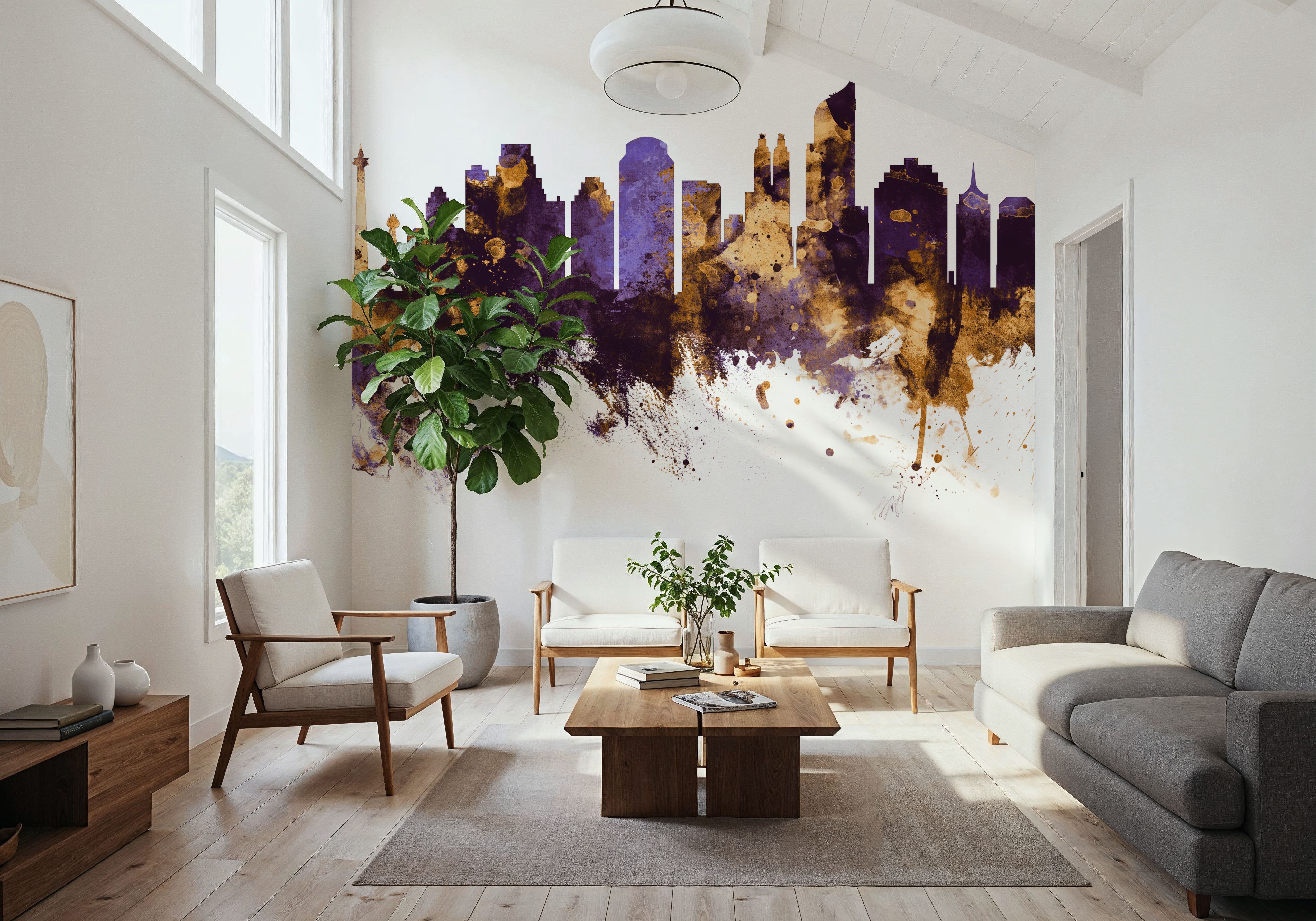 Jakarta Skyline Indonesia Purple & Gold