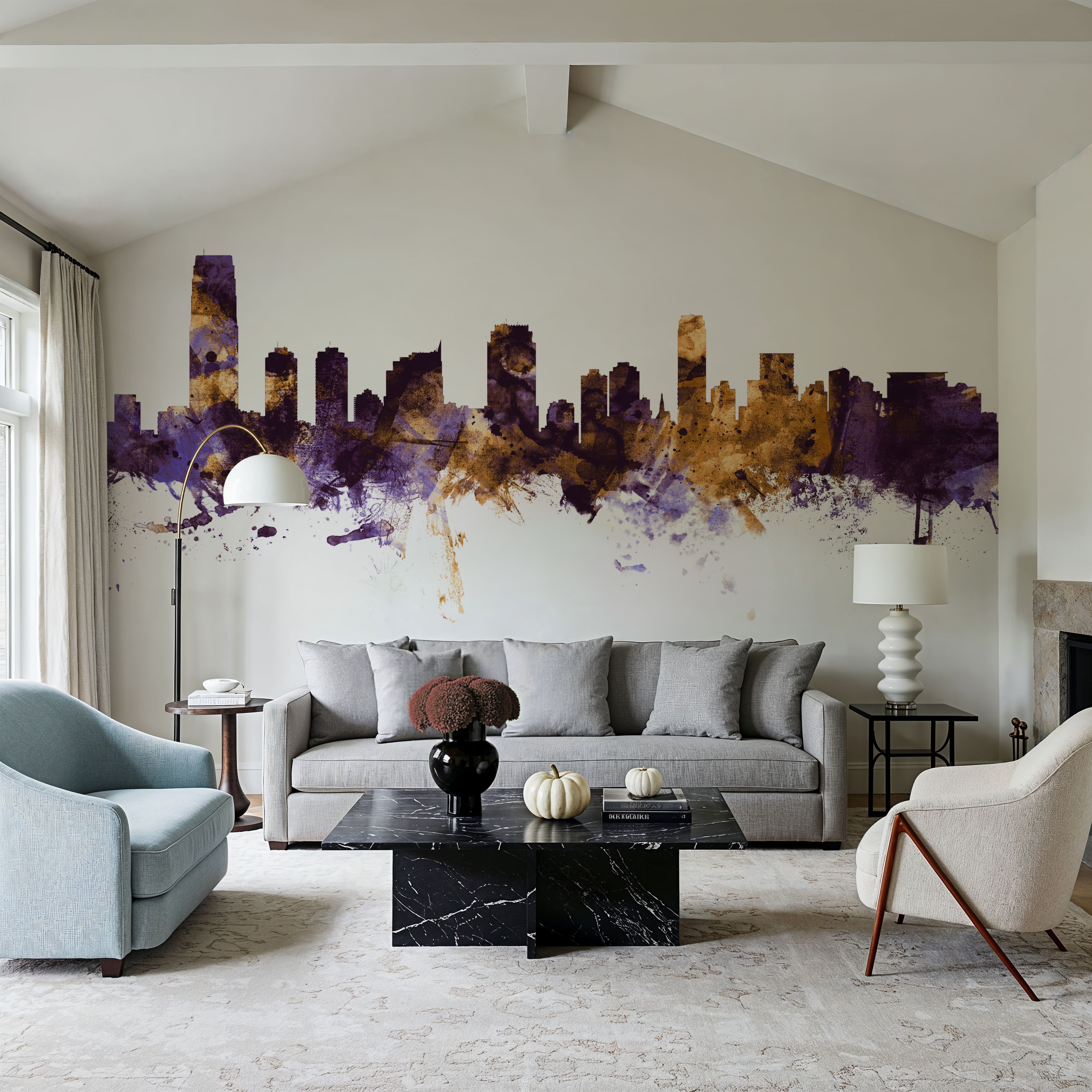 Jersey City New York Skyline Purple & Gold