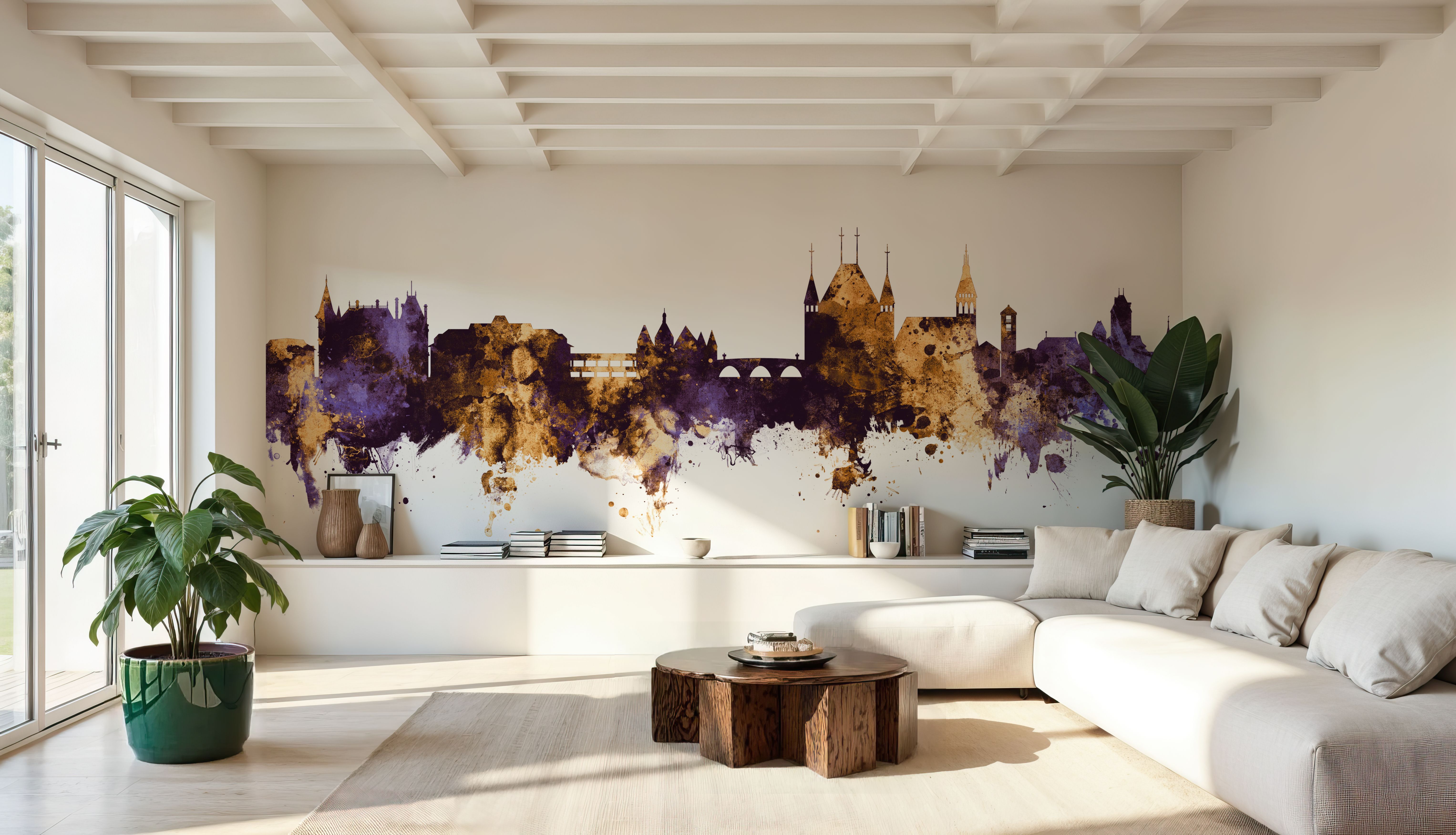 Thun Switzerland Skyline Purple & Gold