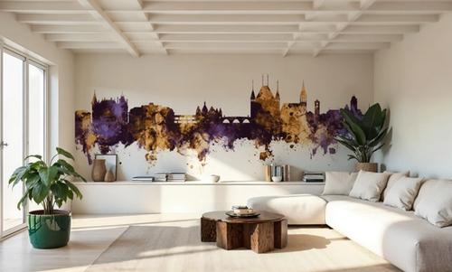 Thun Switzerland Skyline Purple & Gold