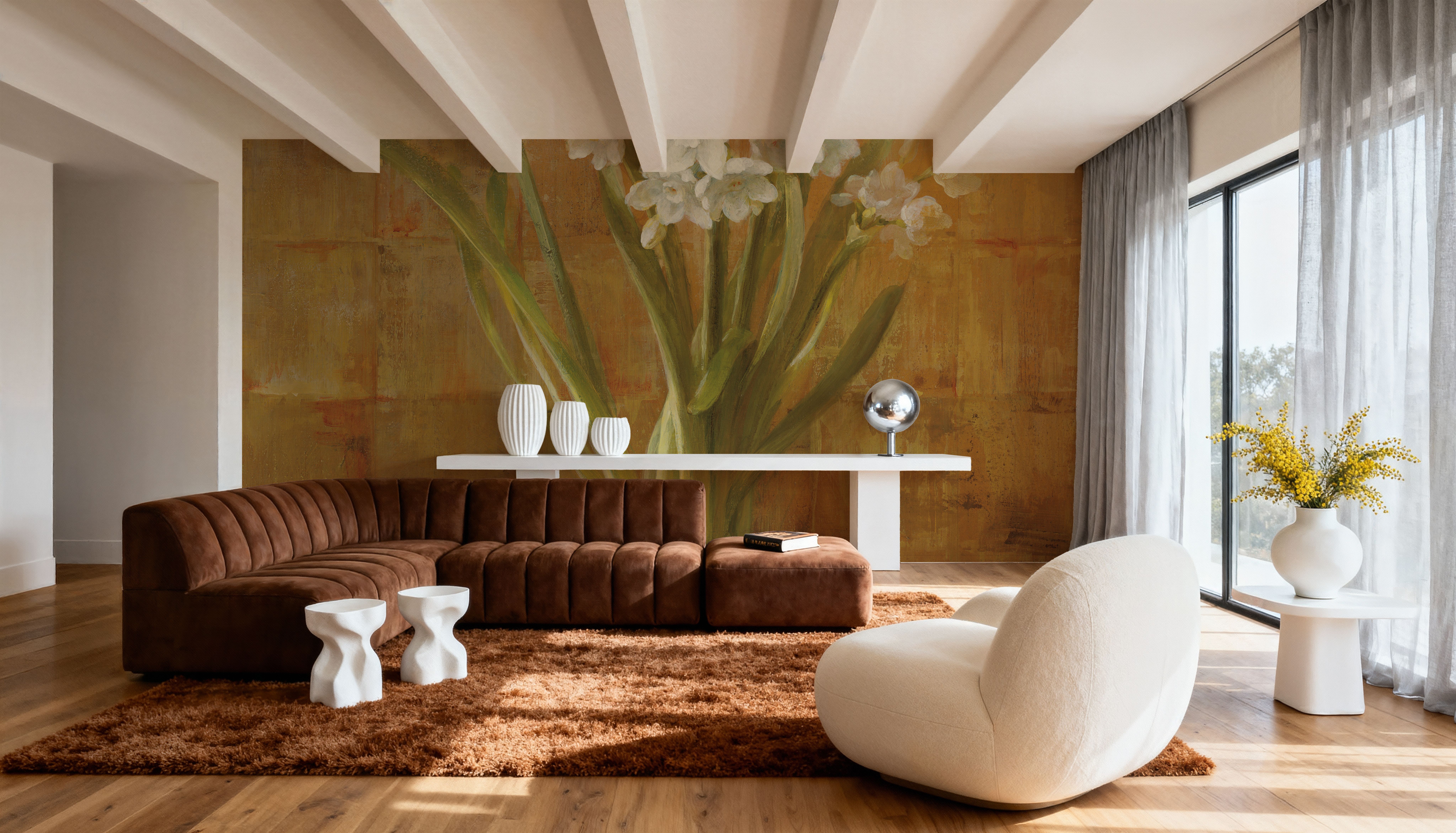 White Narcissus on Bronze