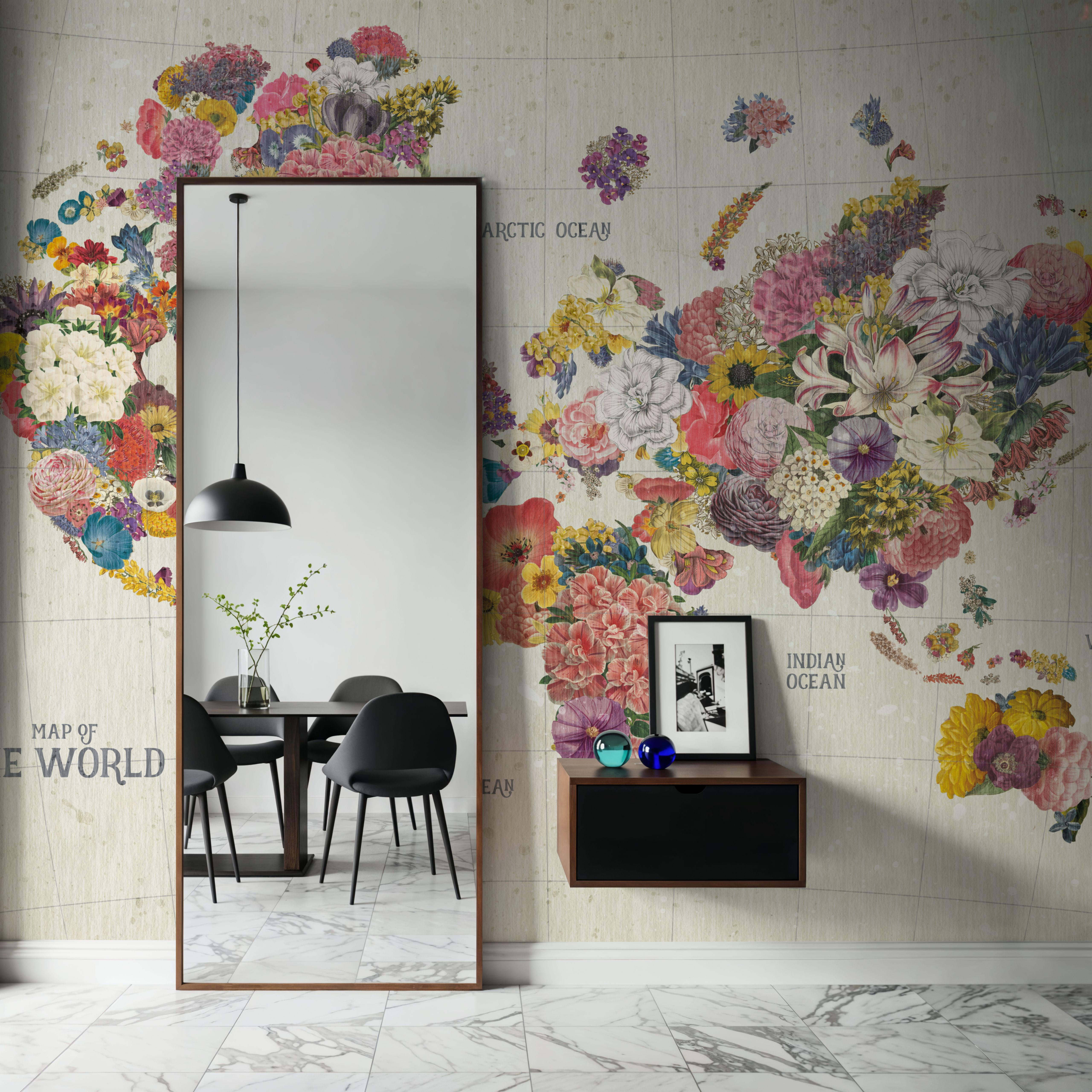 Botanical Floral Map Light Words