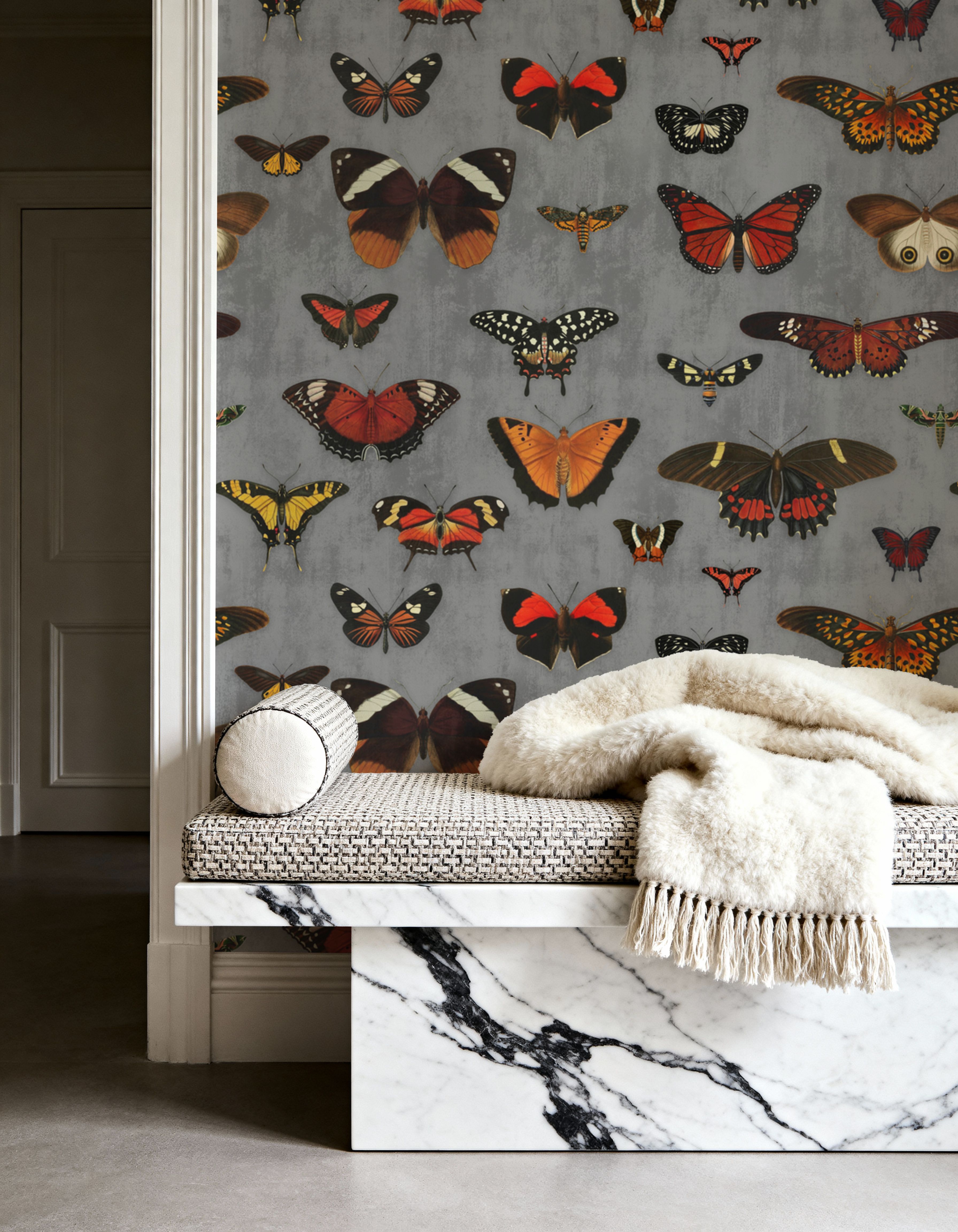 Butterfly Collection Gray, Wallpaper
