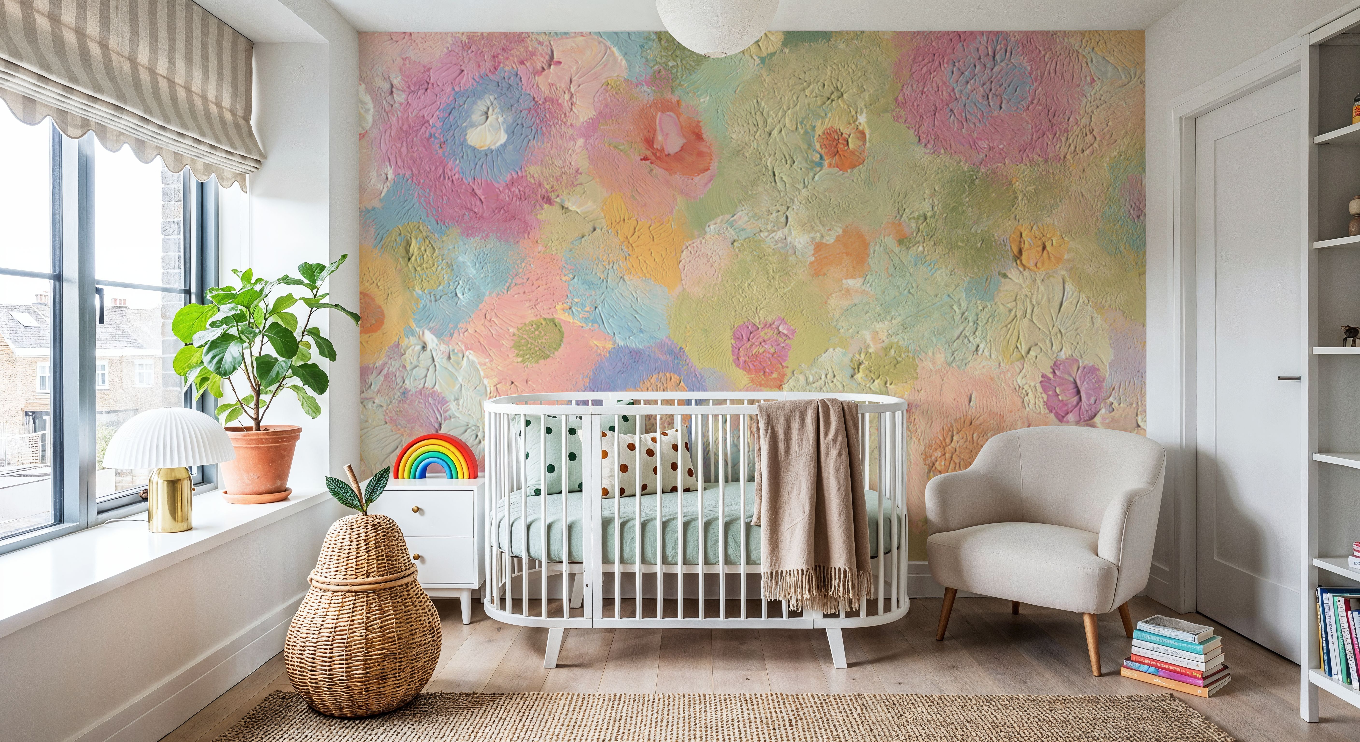 Happy Oil Painted Flowers, Warm Pink