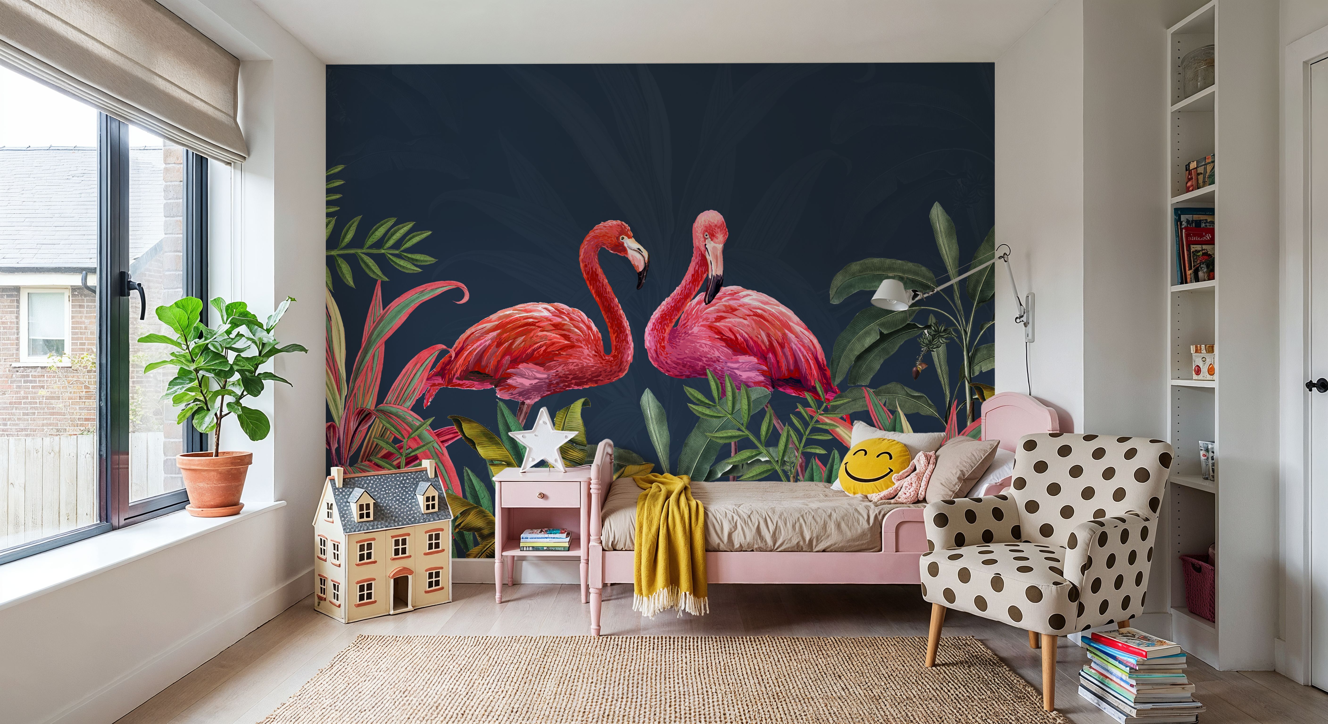 Shy Flamingos Blue