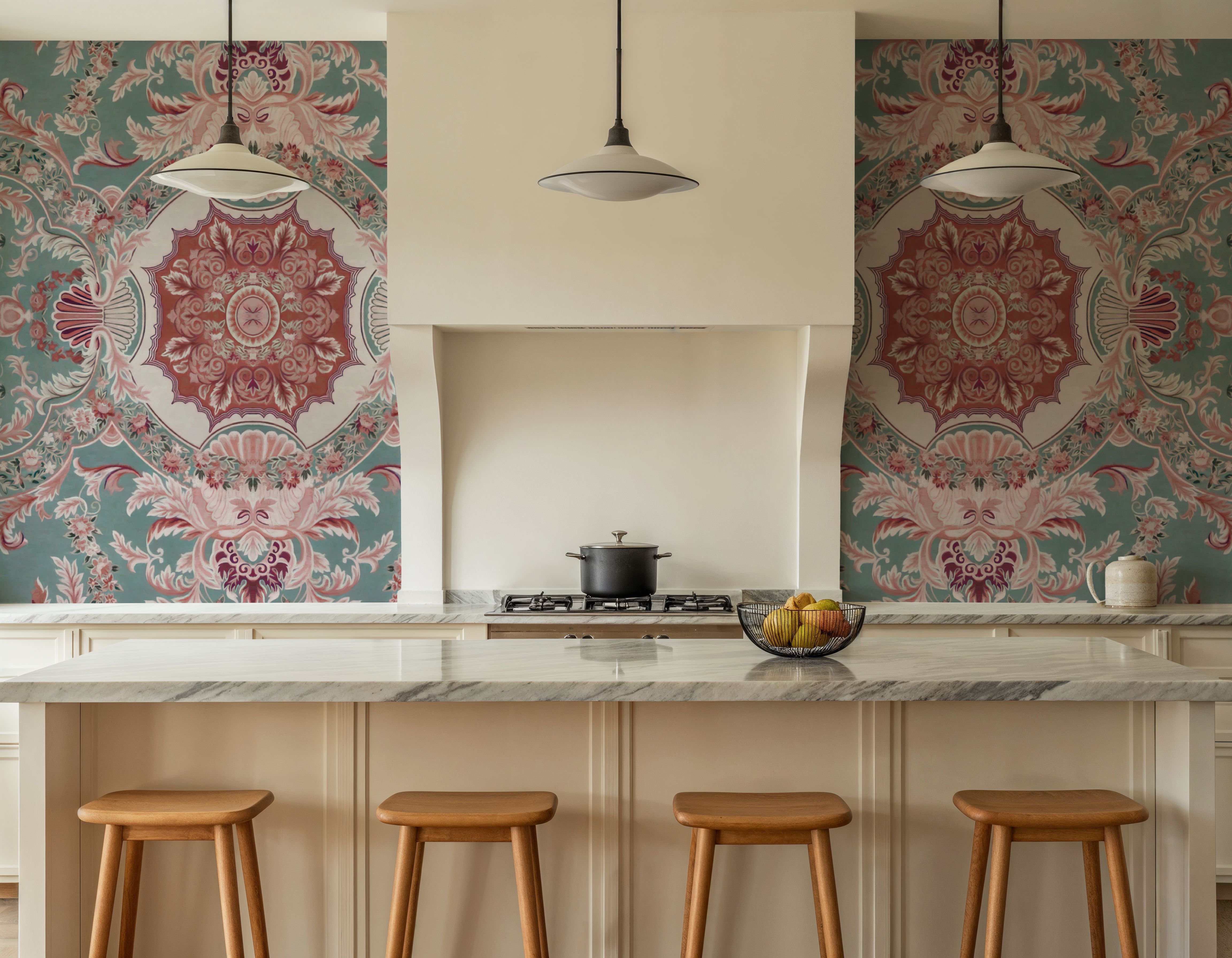 Gentle Branches, Salmon, Wallpaper