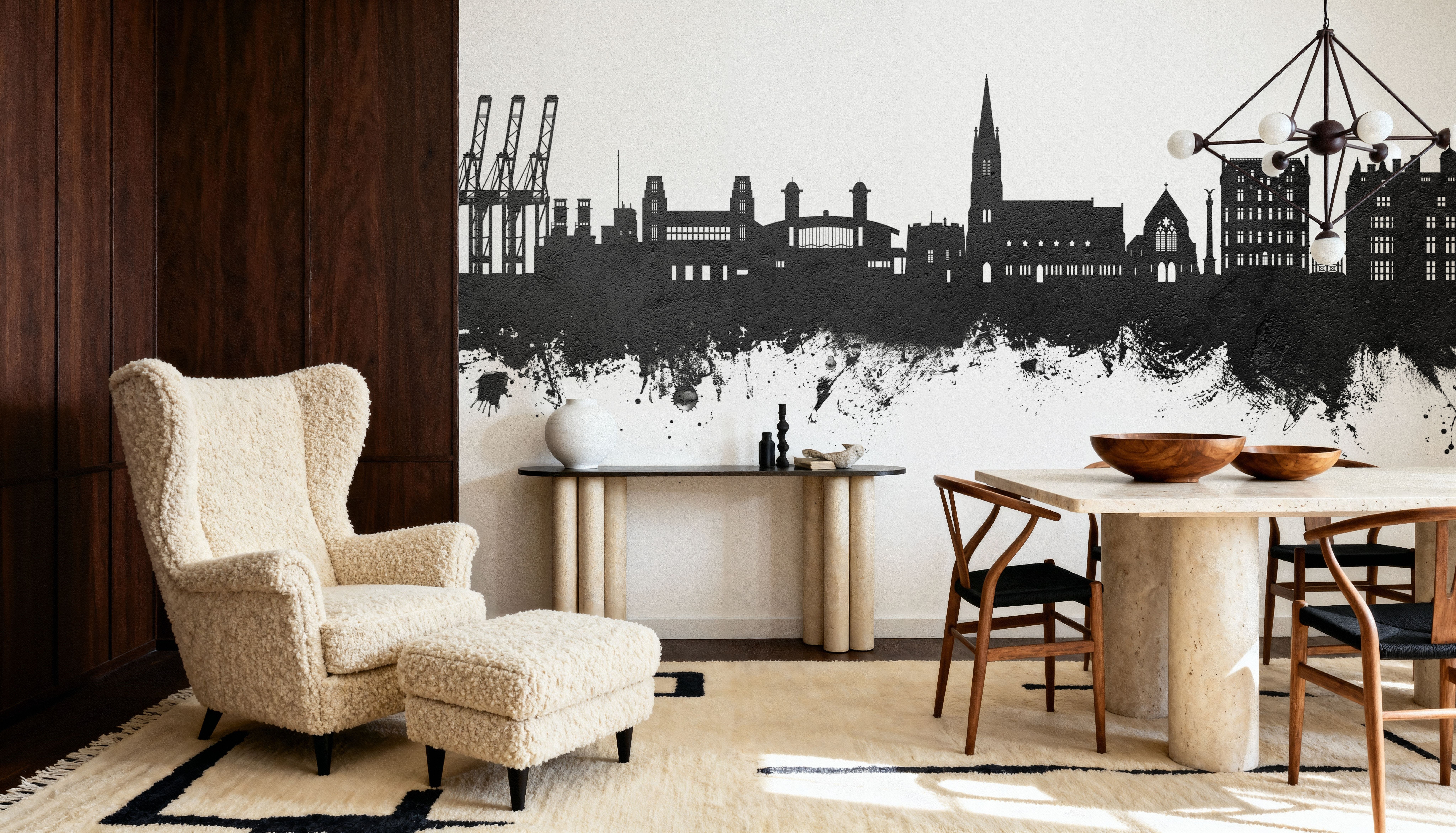 Felixstowe England Skyline Black & White