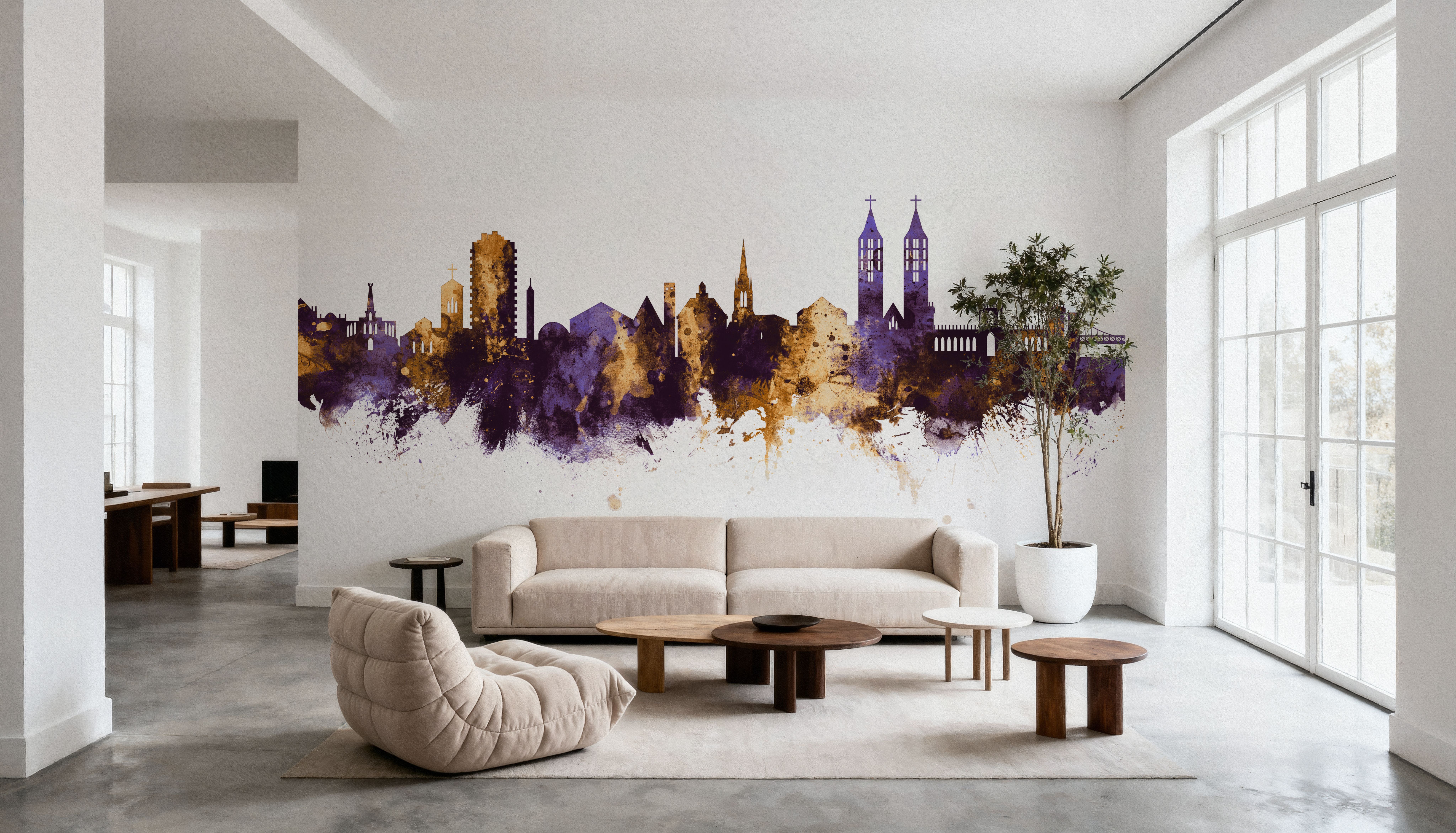 Kassel Germany Skyline Purple & Gold