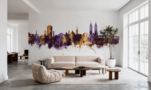 Kassel Germany Skyline Purple & Gold