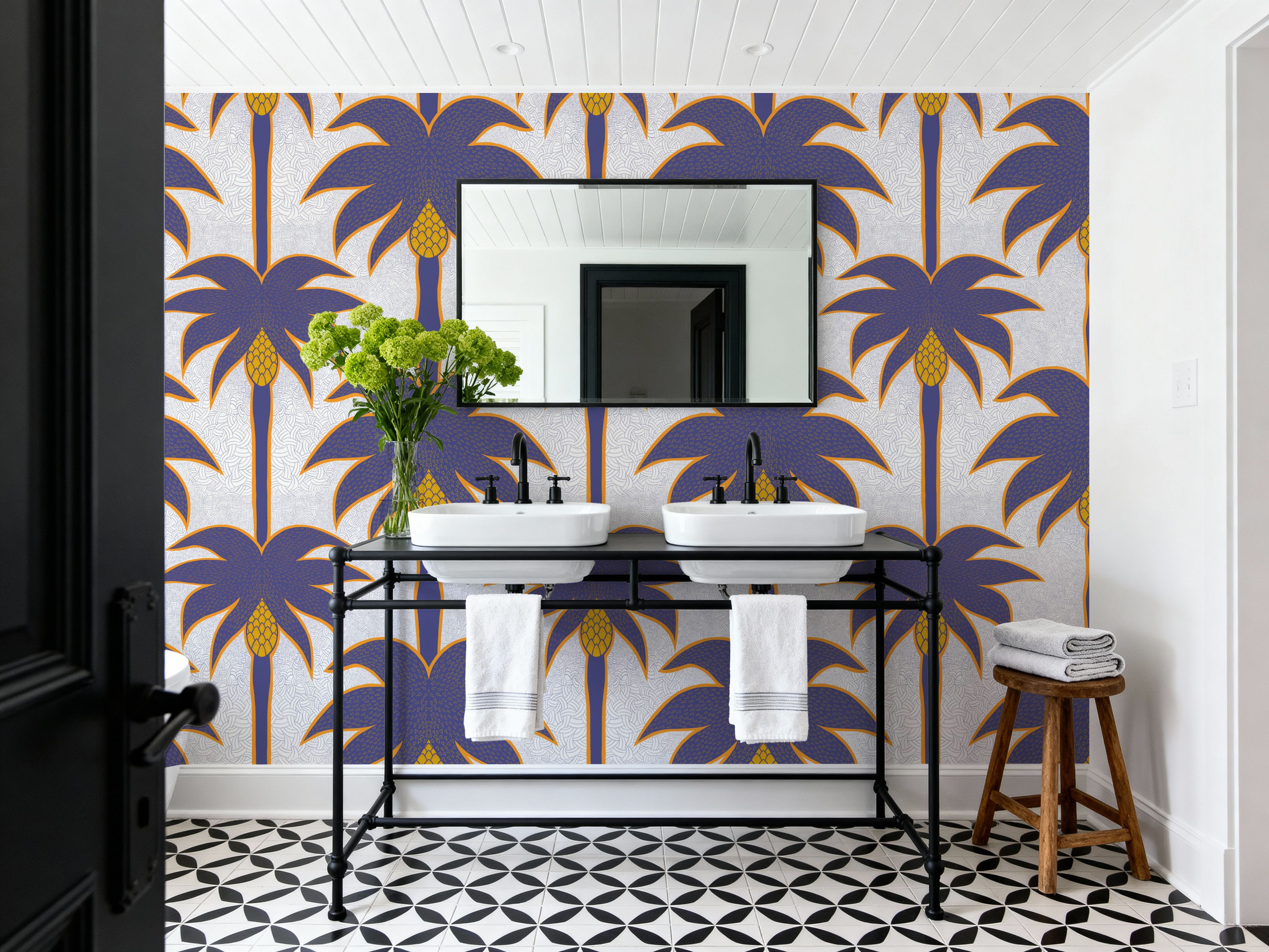 Graphic Palms, Violet
