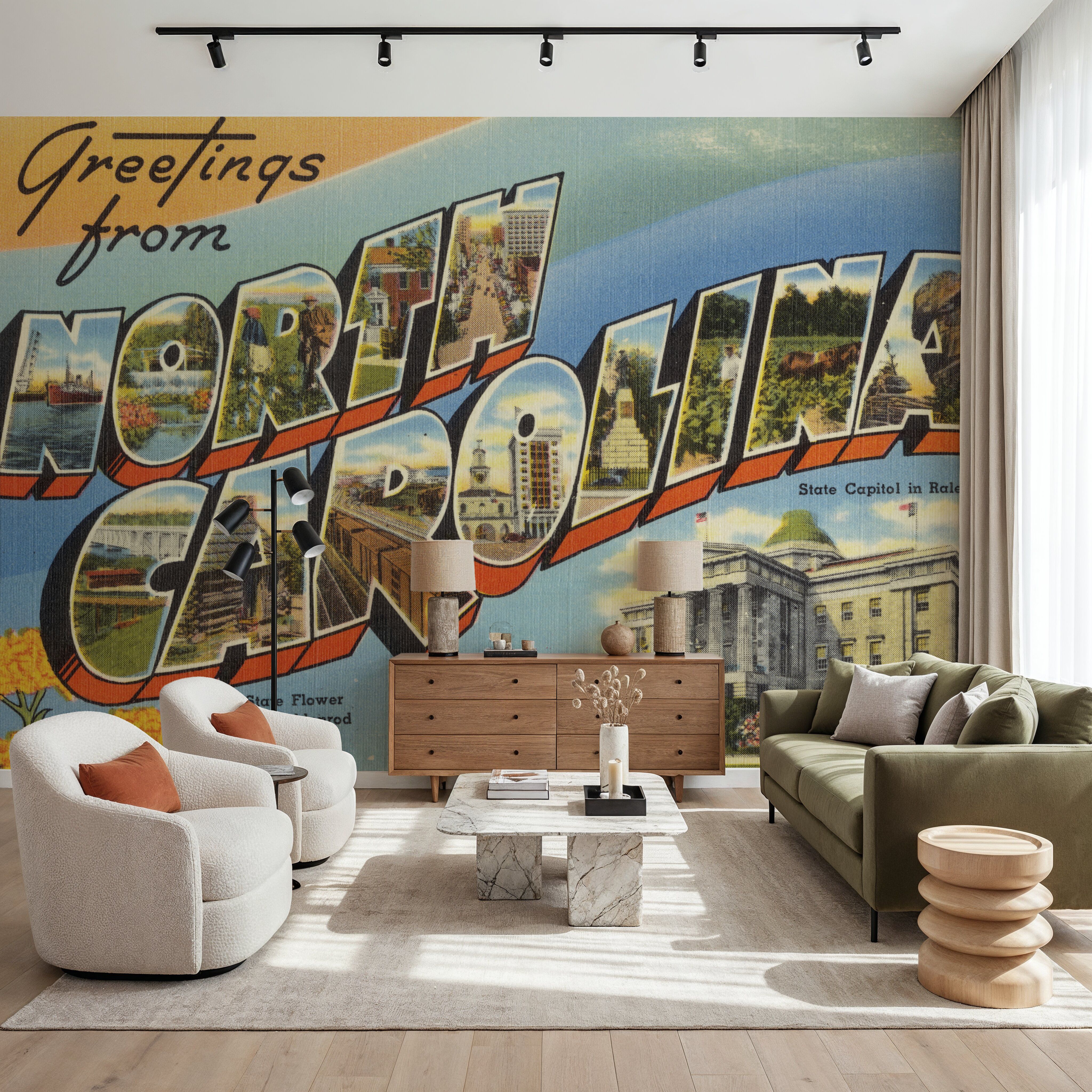 Greetings from North Carolina - Screenprint Postcard