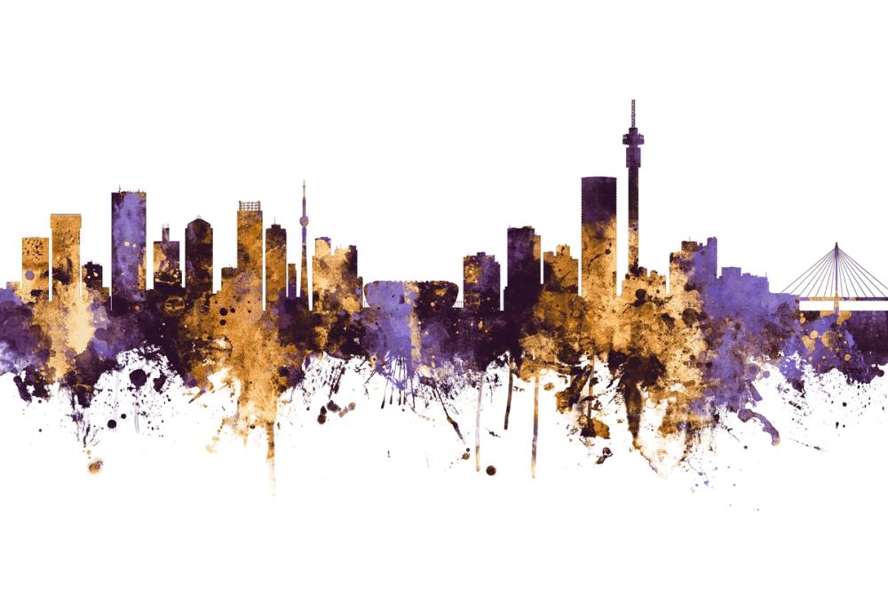 Johannesburg South Africa Skyline Purple & Gold
