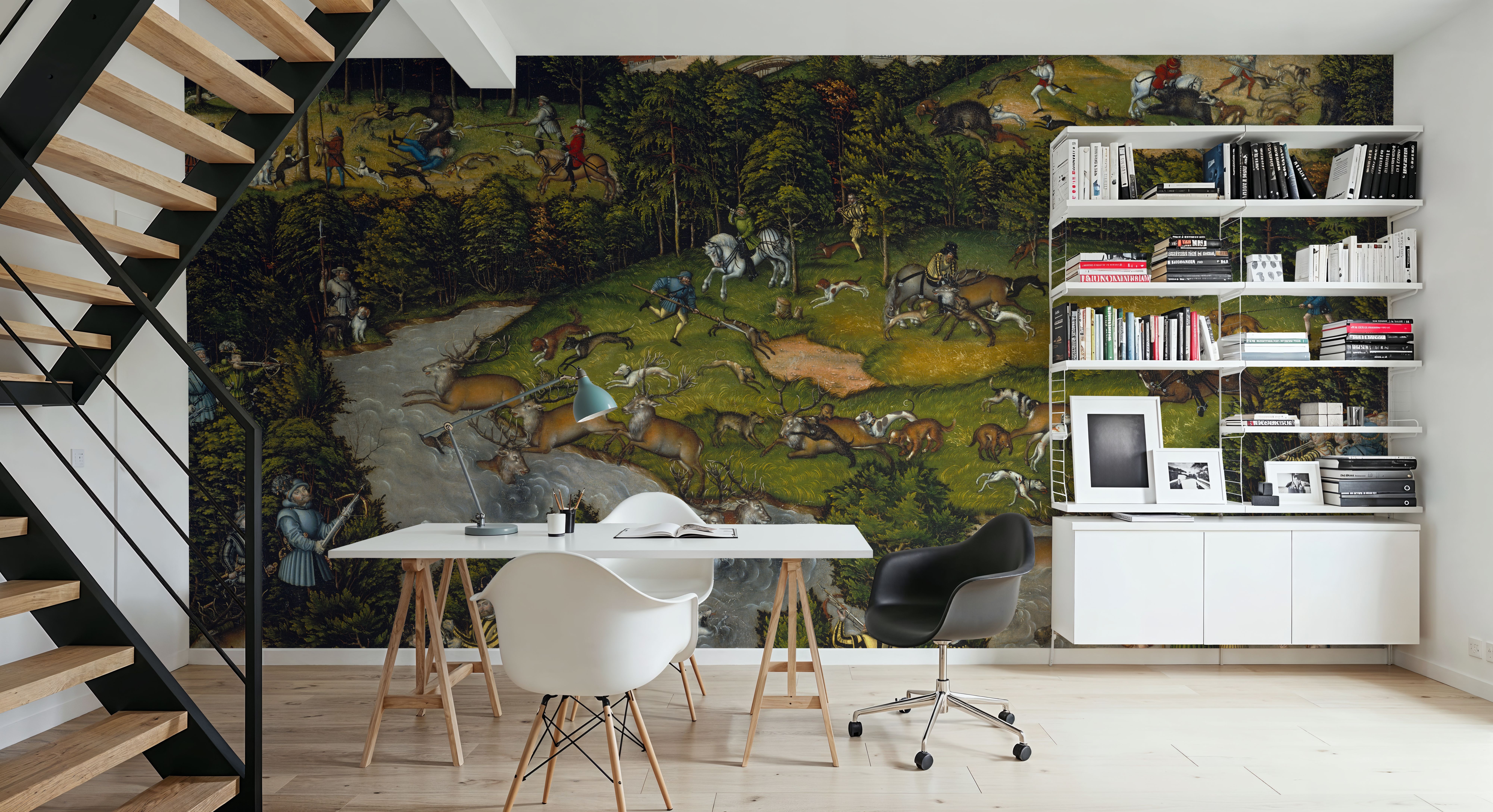 Hunting near Hartenfels Castle, Carte da parati