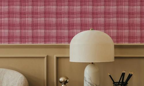 Stripy Gingham, Raspberry