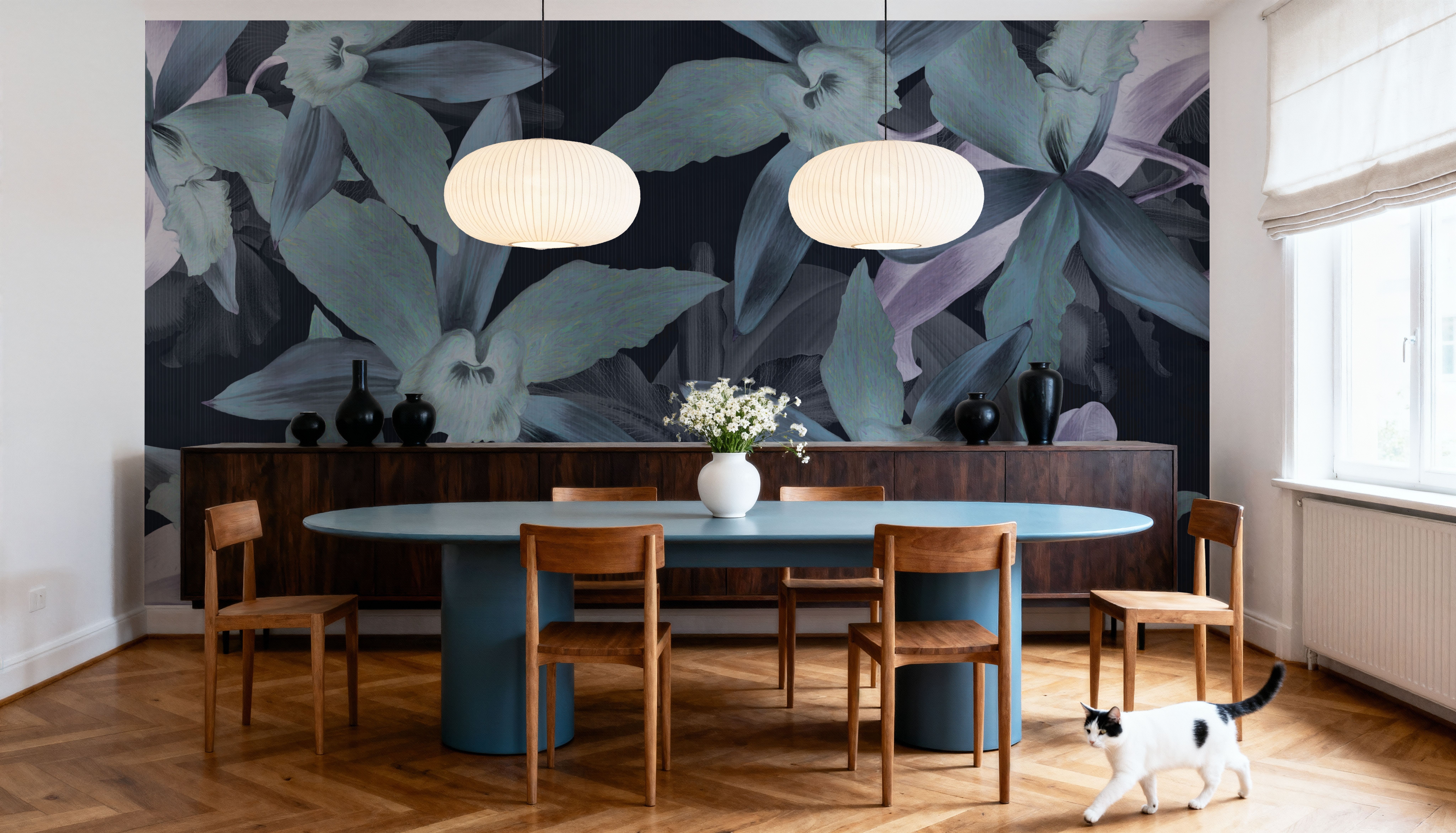 Big Orchids Dark Green