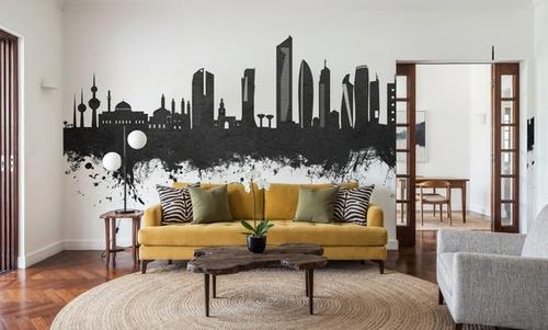 Kuwait City Skyline Black & White