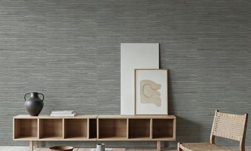 Faux Grasscloth with Visible Seams, Stone Grey
