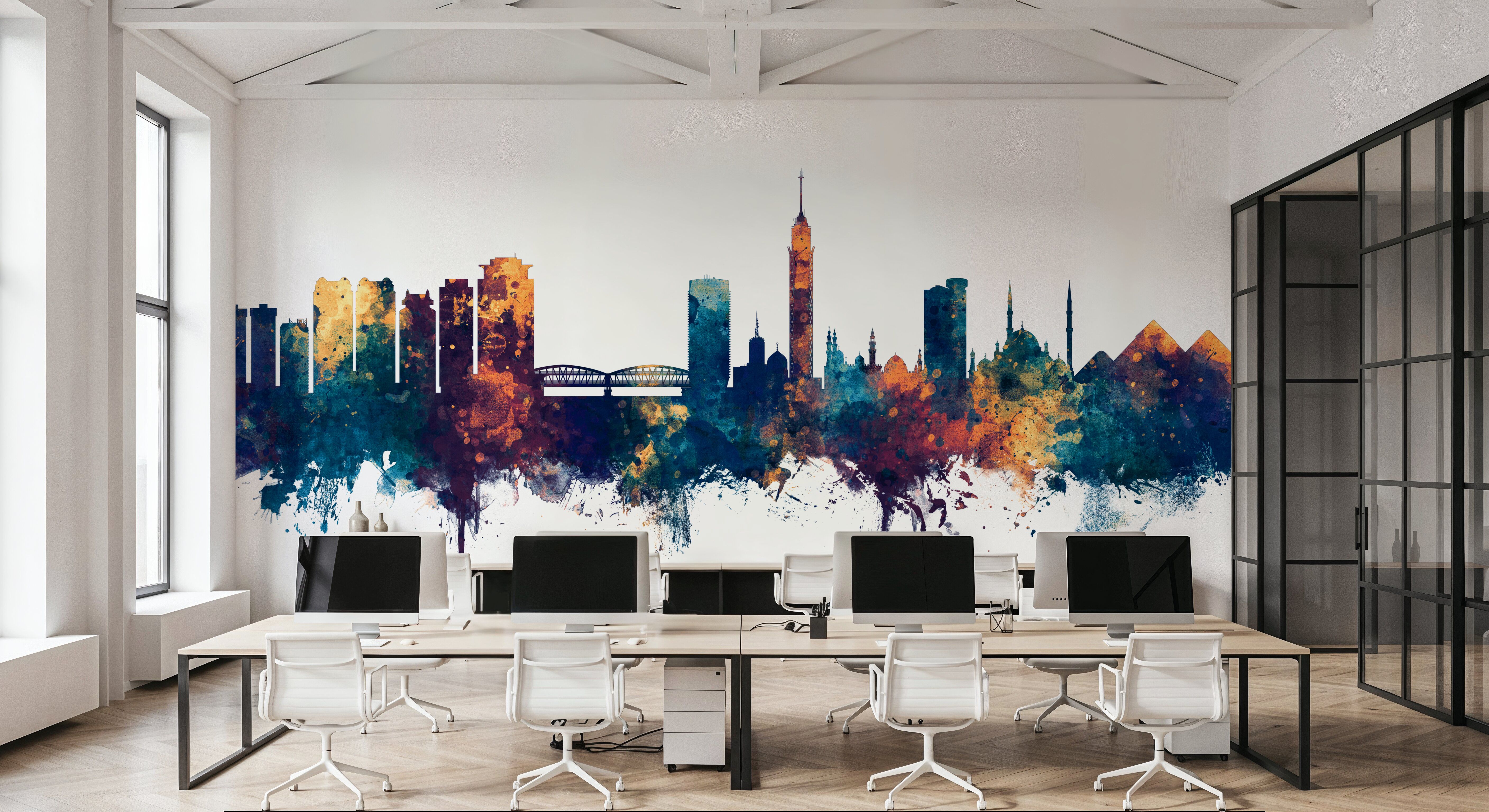 Cairo Egypt Skyline Blue & Bronze