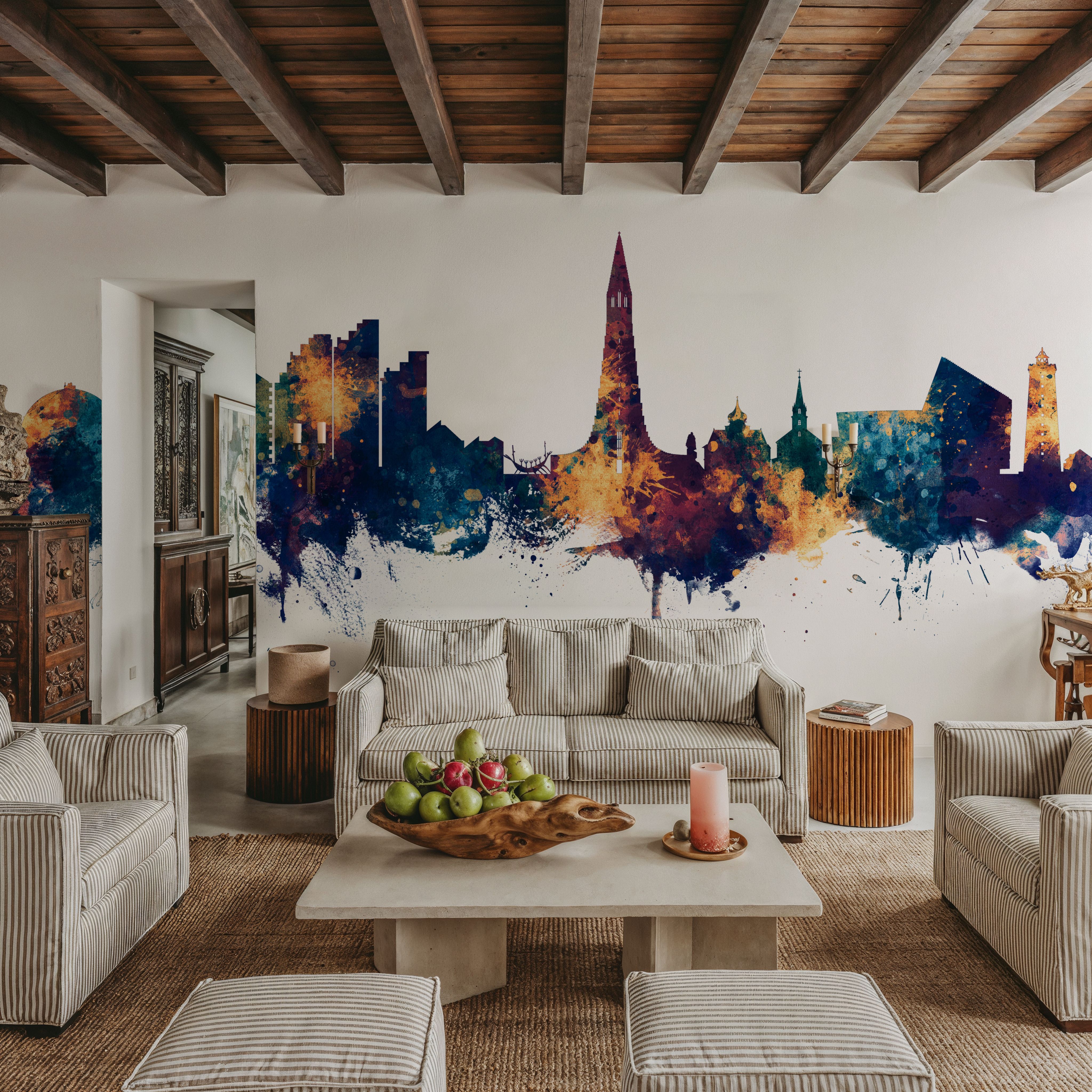 Reykjavík Skyline Blue & Bronze