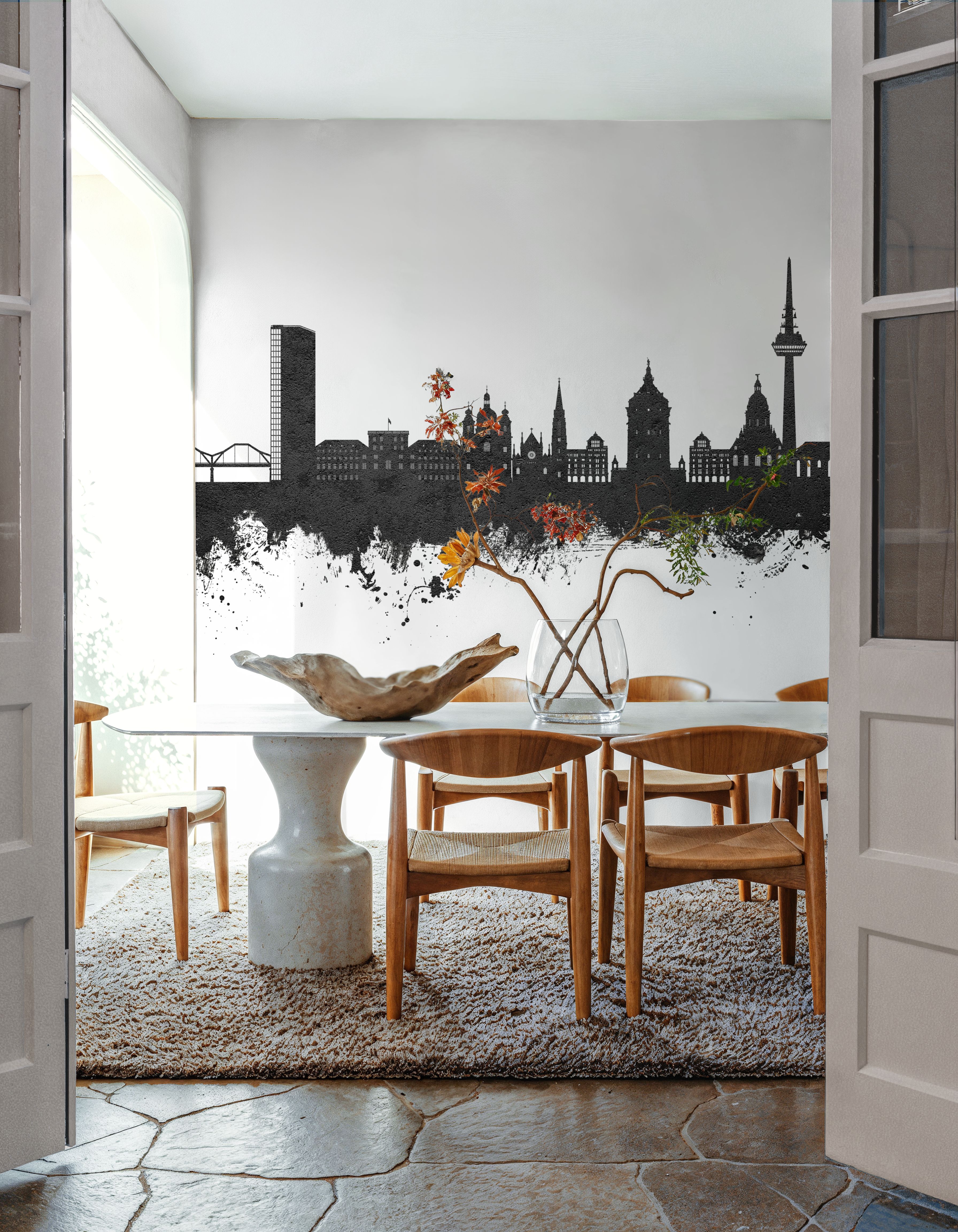 Mannheim Germany Skyline Black & White