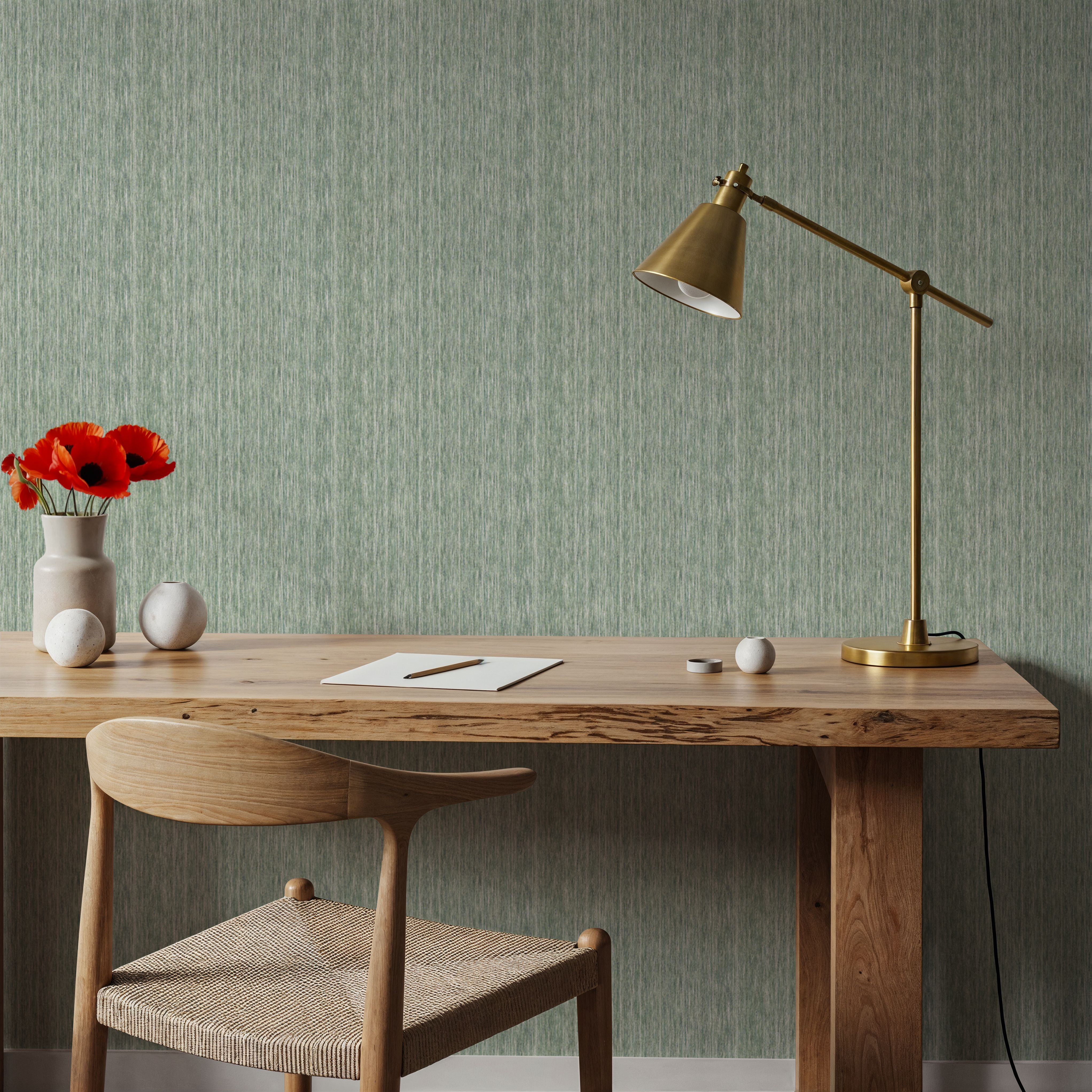 Faux Cloth Texture, Ocean Green, Wallpaper
