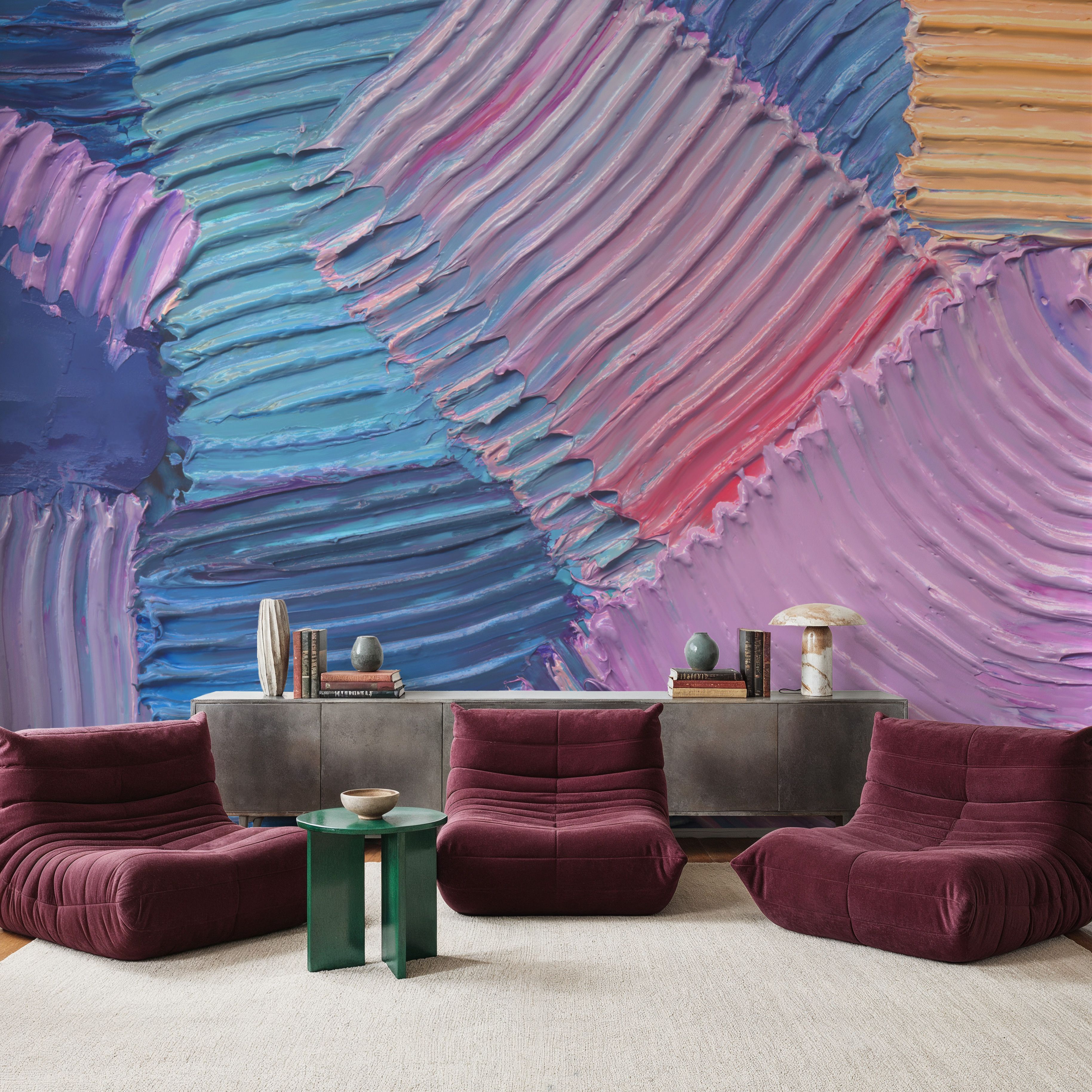 Close-Up Stroke Painting, Pink & Blue