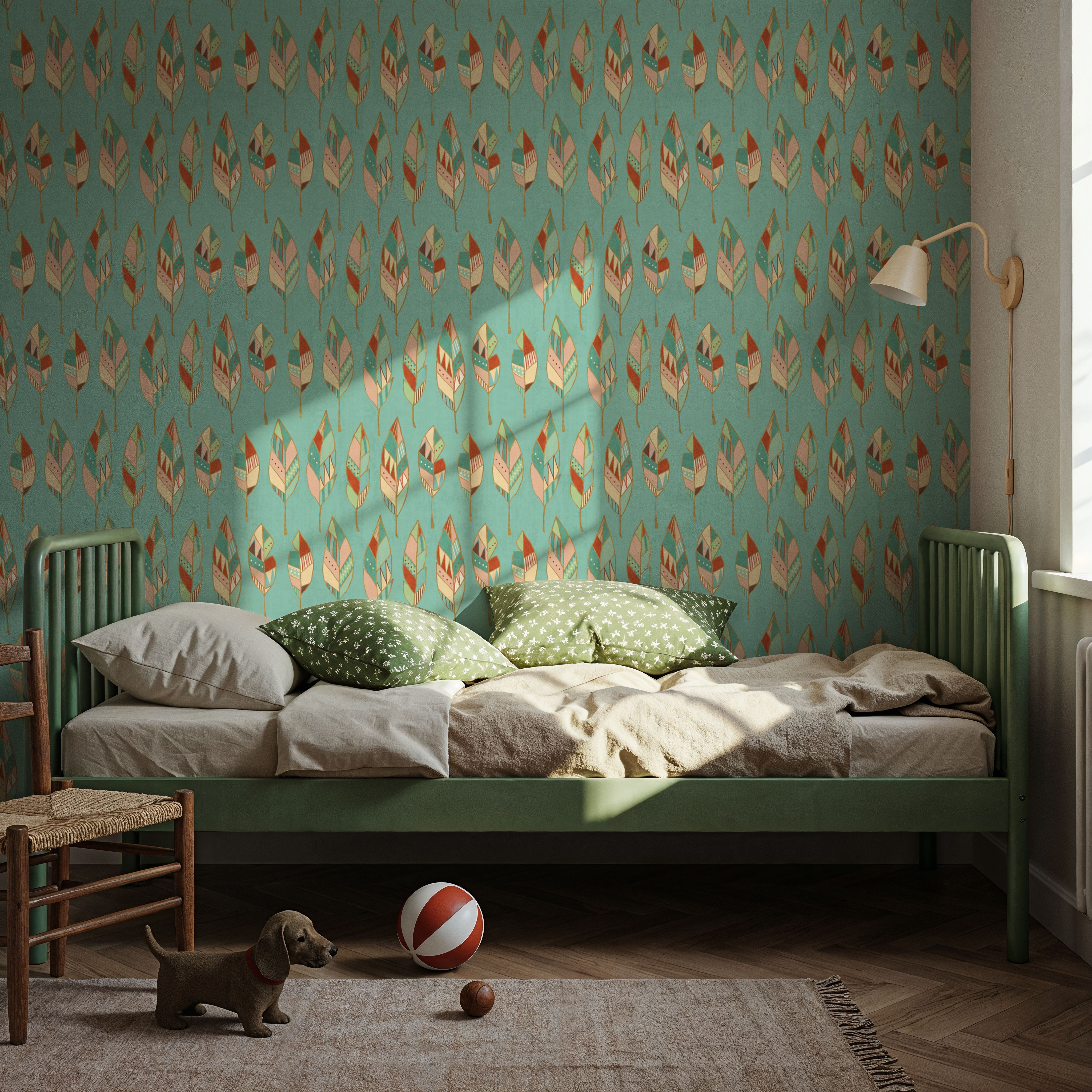 Southwestern Feathers Blue, Wallpaper