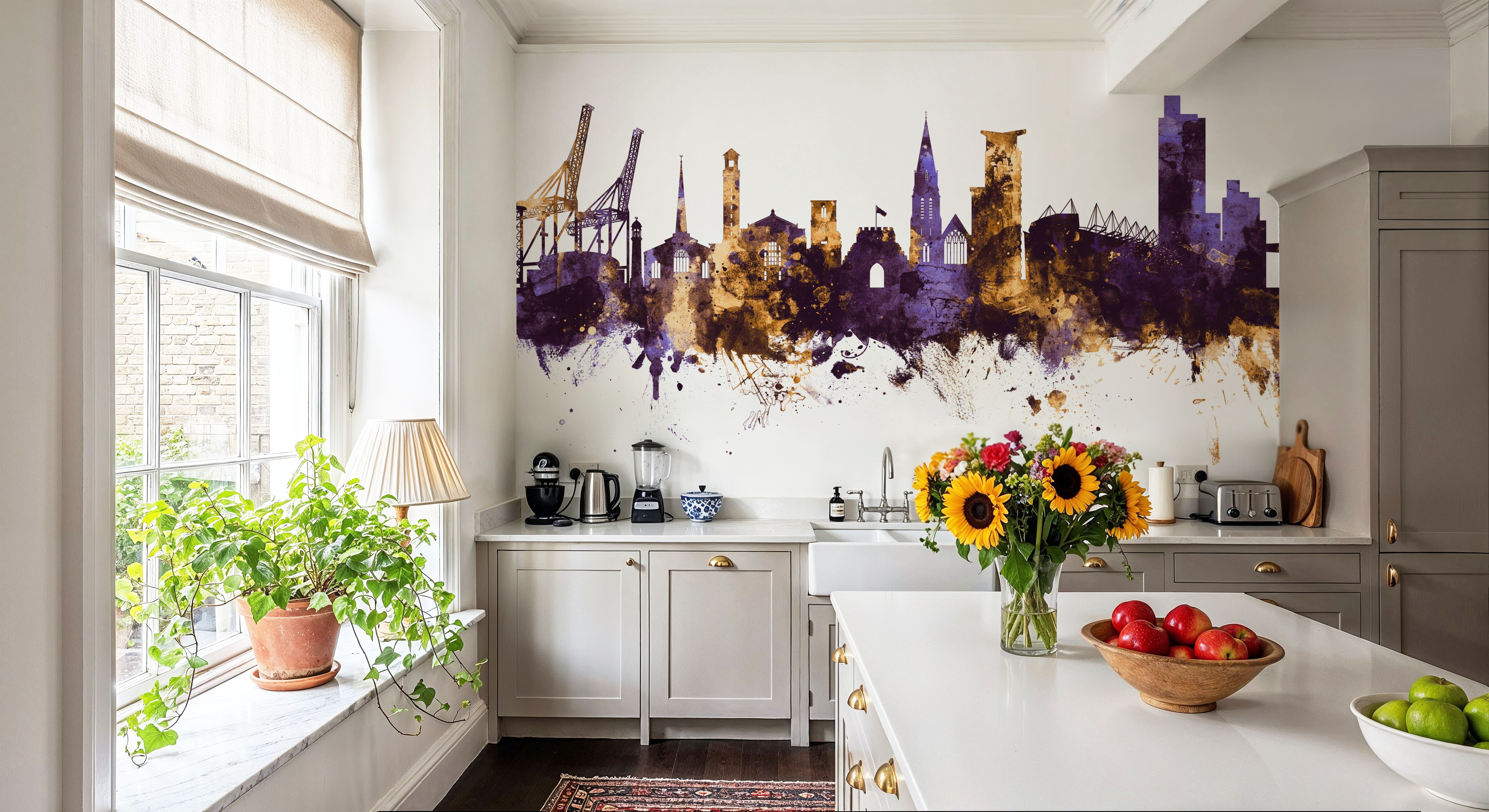 Southampton England Skyline Purple & Gold