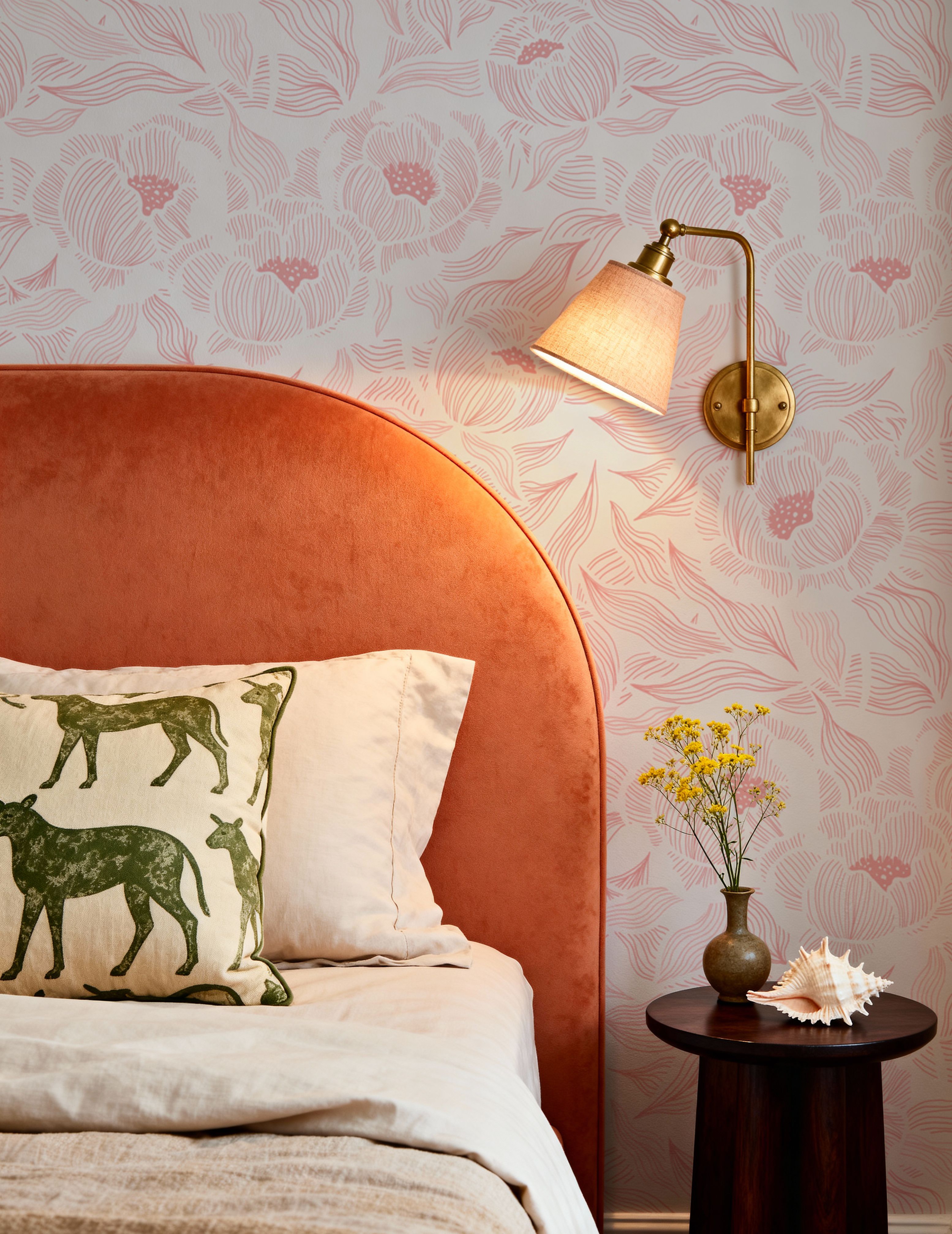 Hidden Peonies, Pink on White