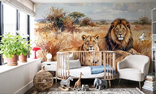 Lions II - Watercolor Predators Series