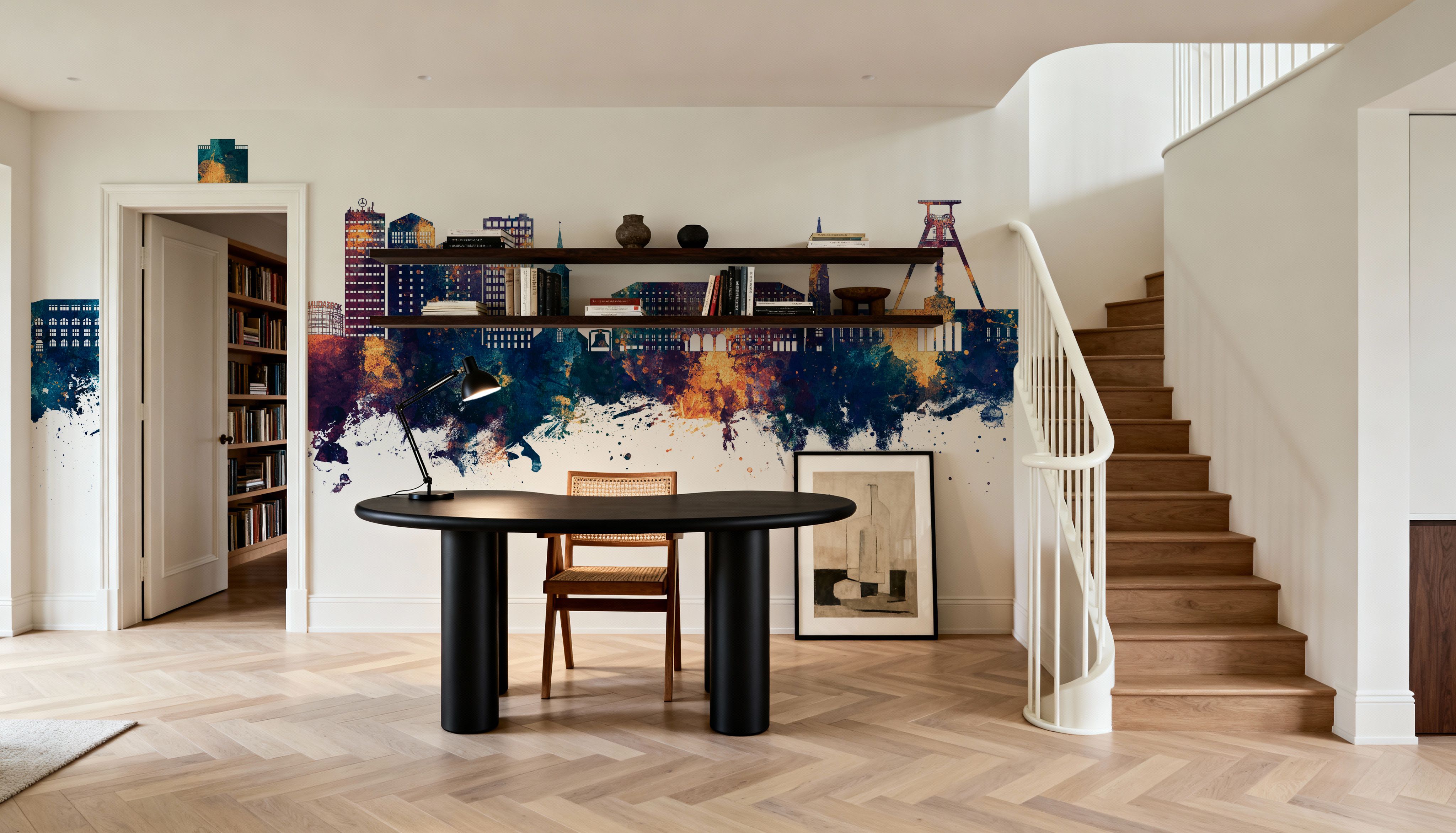 Bochum Germany Skyline Blue & Bronze, Wallpaper