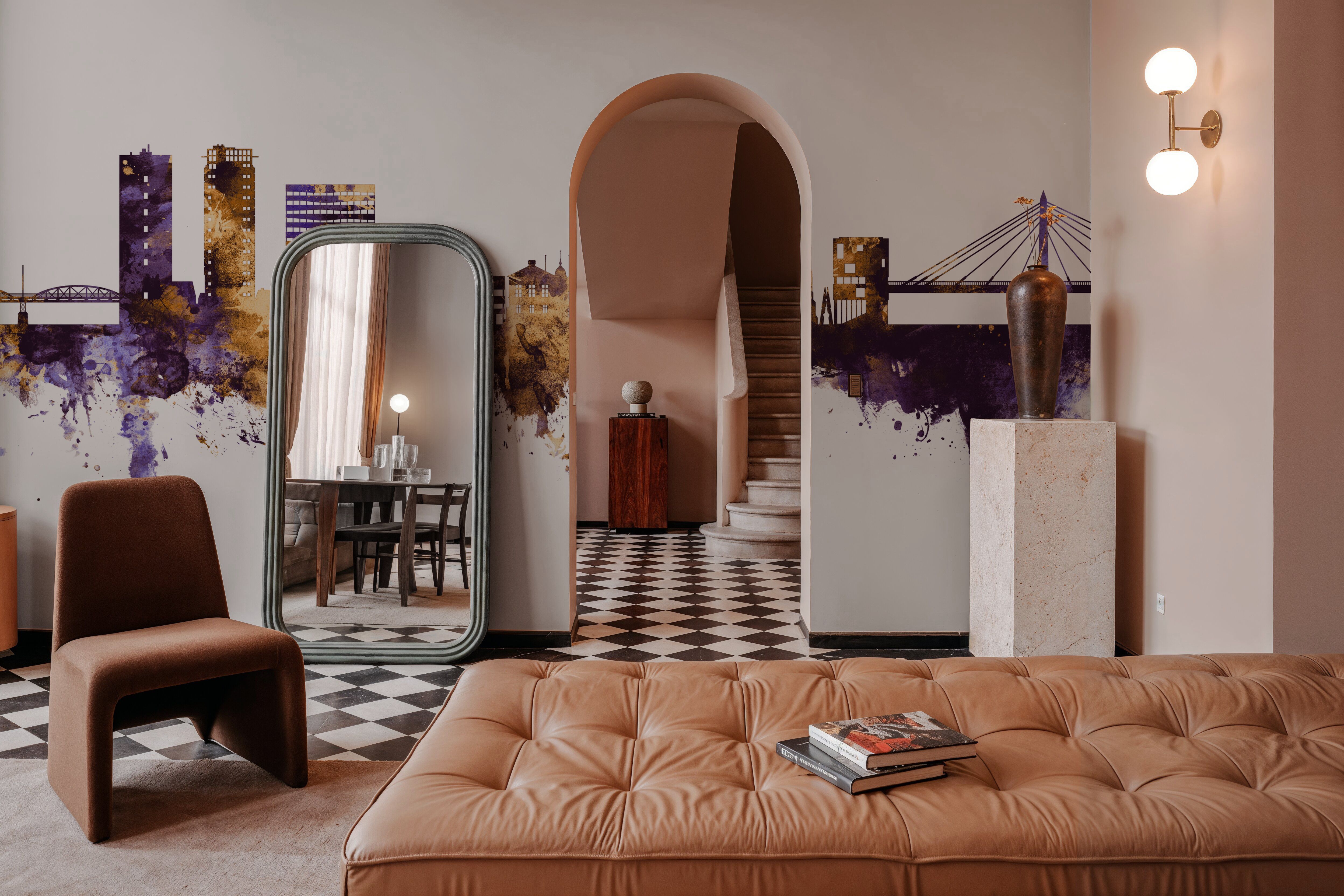 Umeå Skyline Purple & Gold, Wallpaper