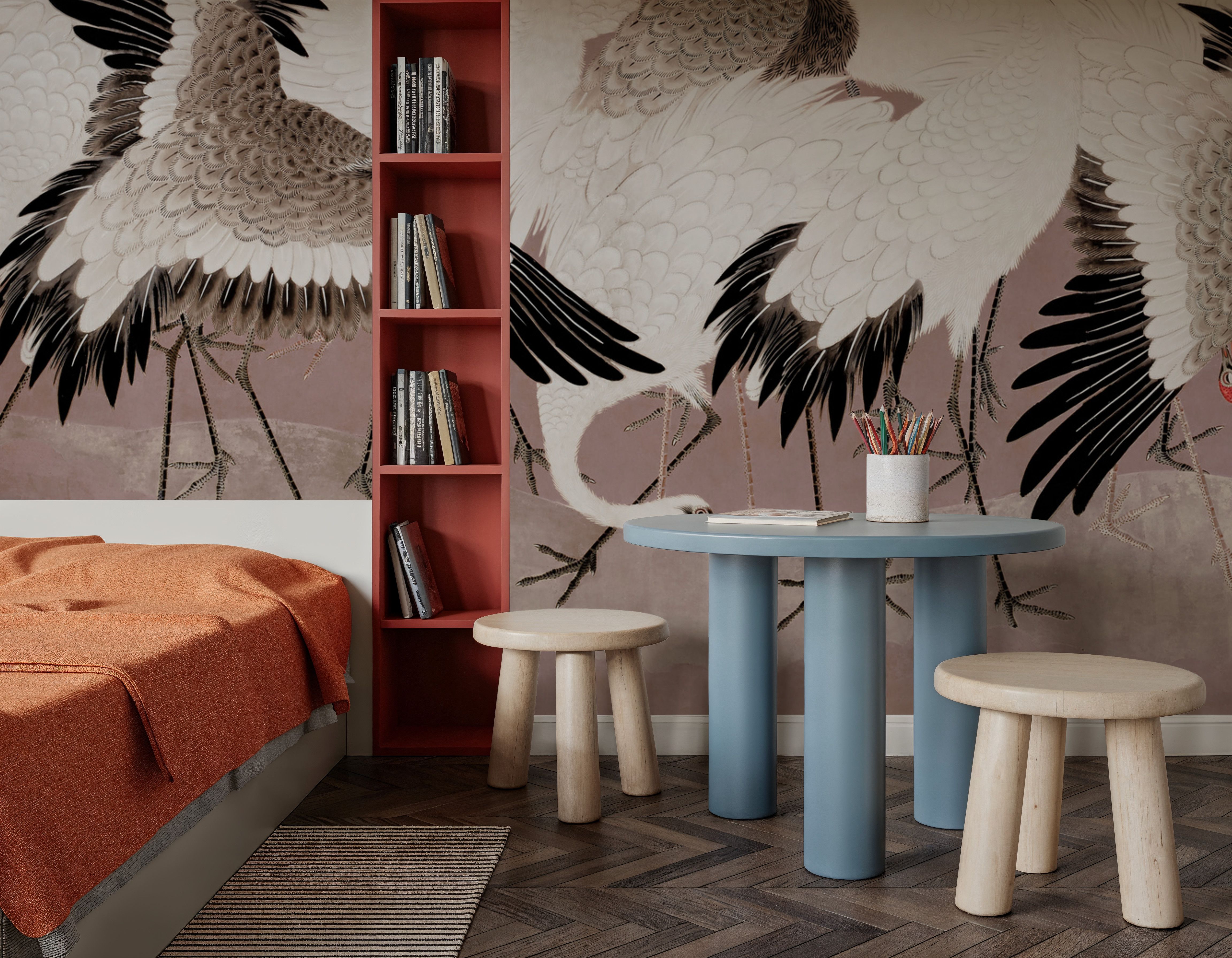 Japanese Flock of Cranes, Rosebud