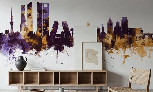 Madrid Skyline Purple & Gold