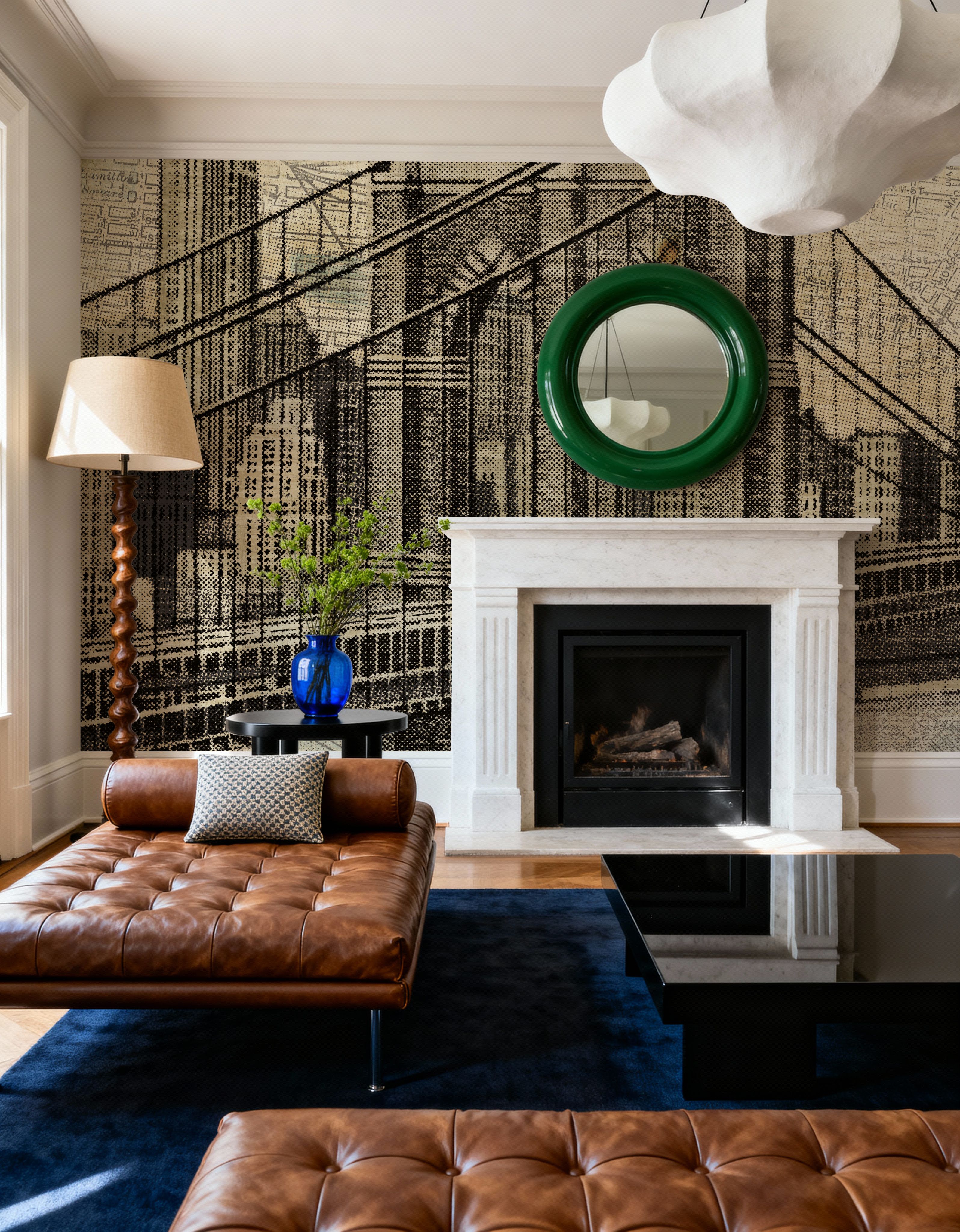 Vintage NY Brooklyn Bridge Skyline