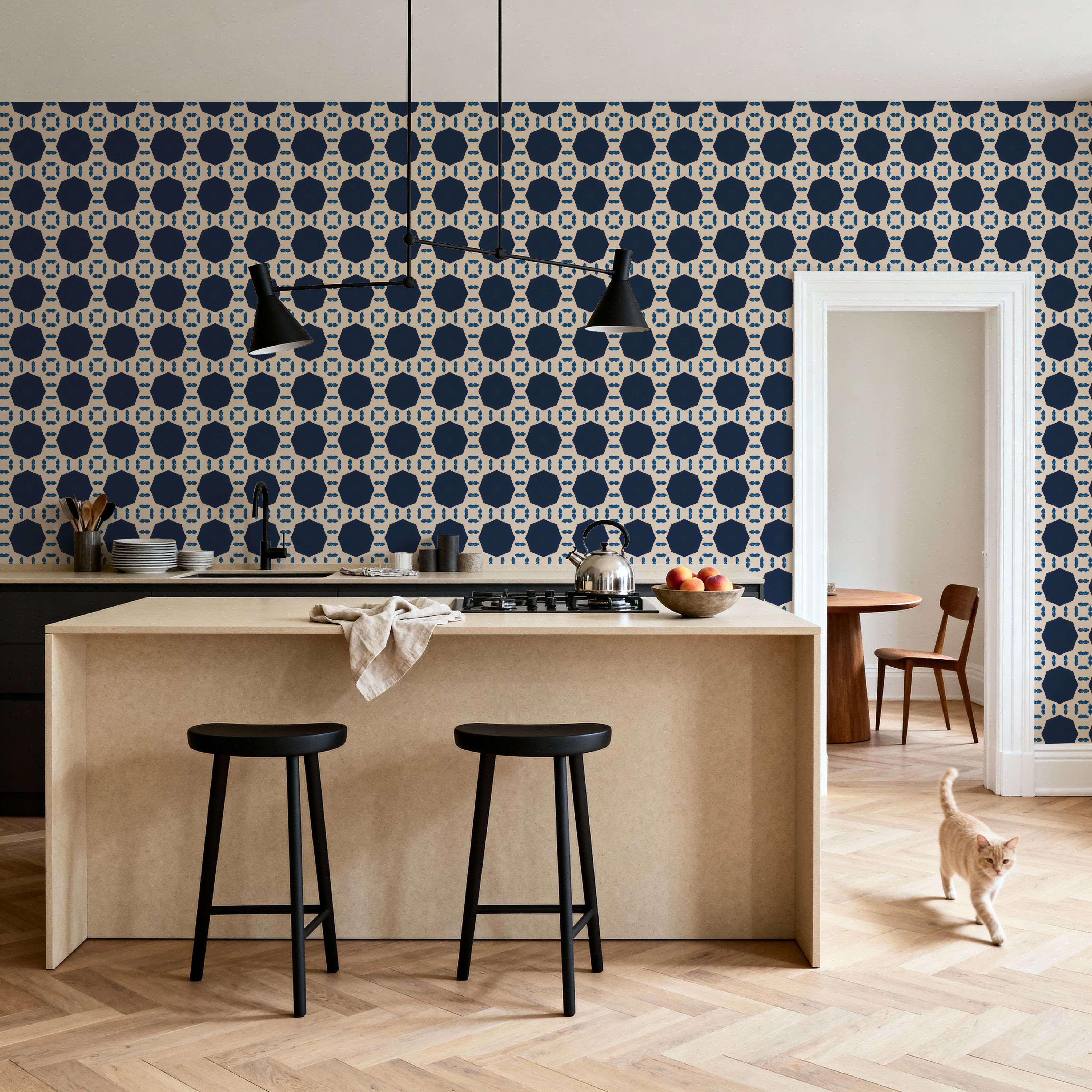 Kaleidoscope Indigo, Wallpaper