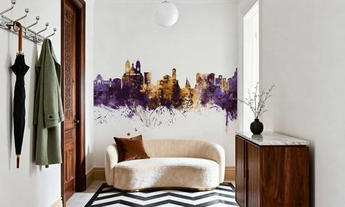 Marseille France Skyline Purple & Gold