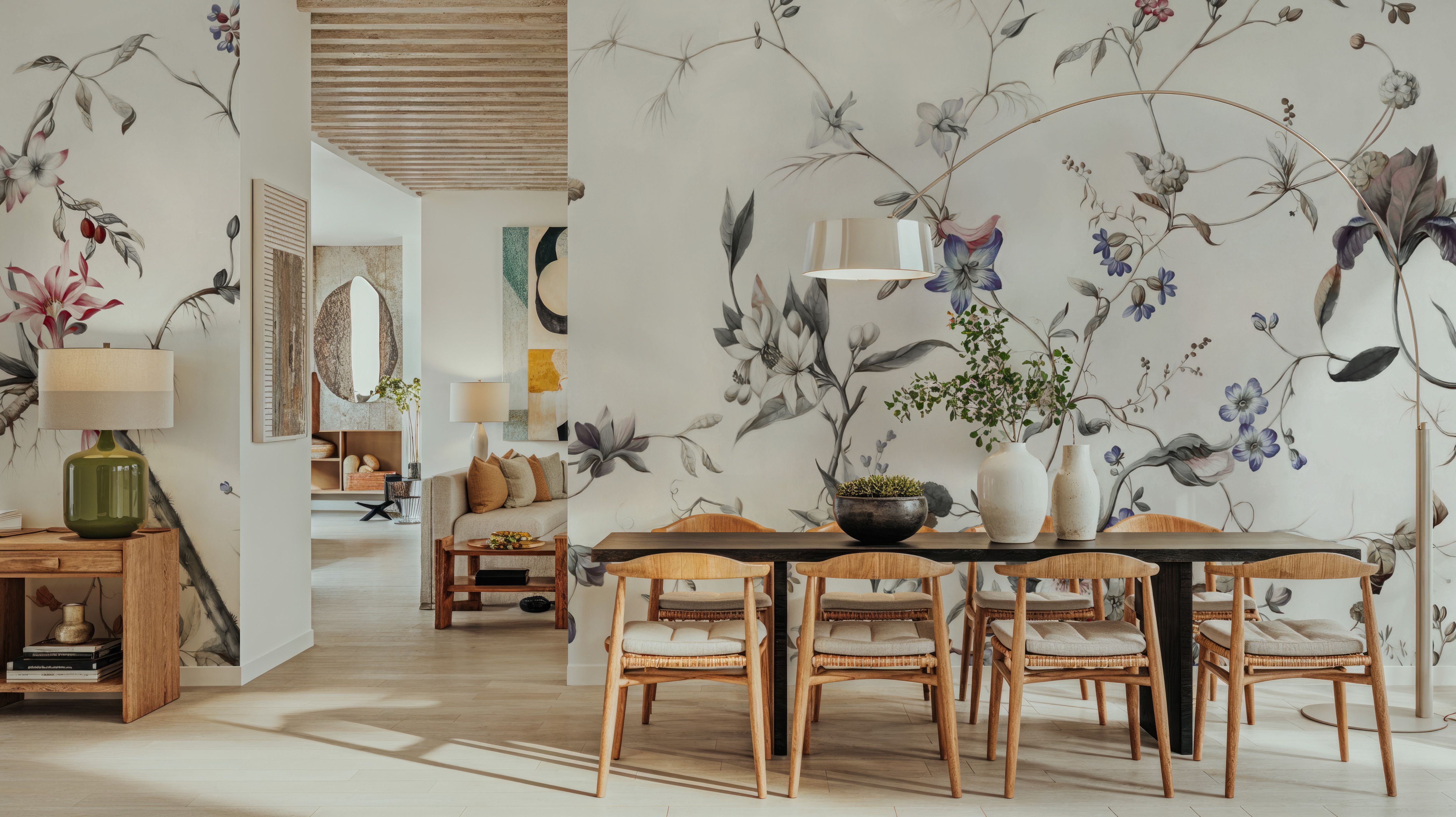 My Floral Abode, Gray, Wallpaper