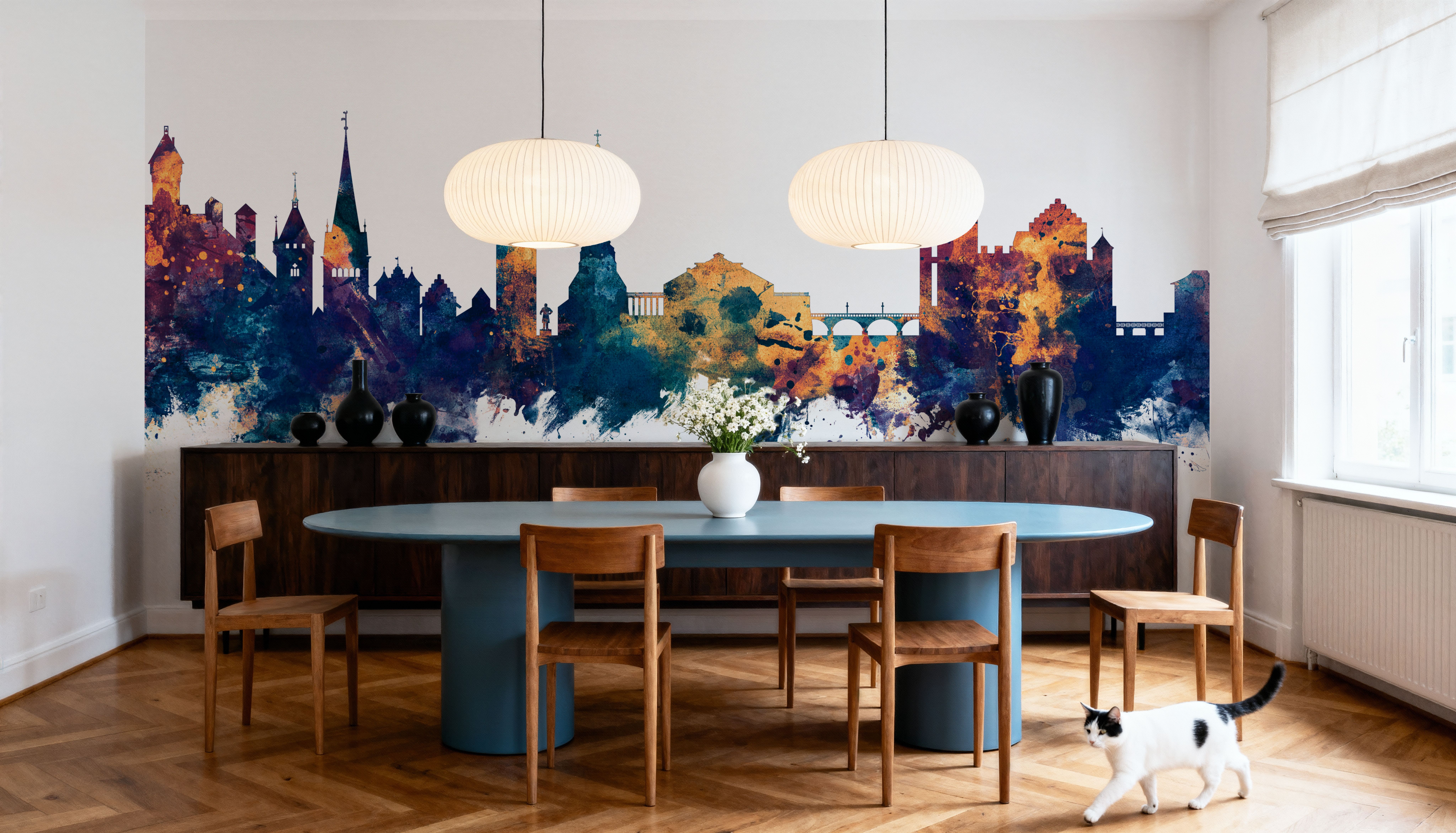 Schaffhausen Switzerland Skyline Blue & Bronze