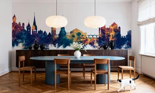 Schaffhausen Switzerland Skyline Blue & Bronze
