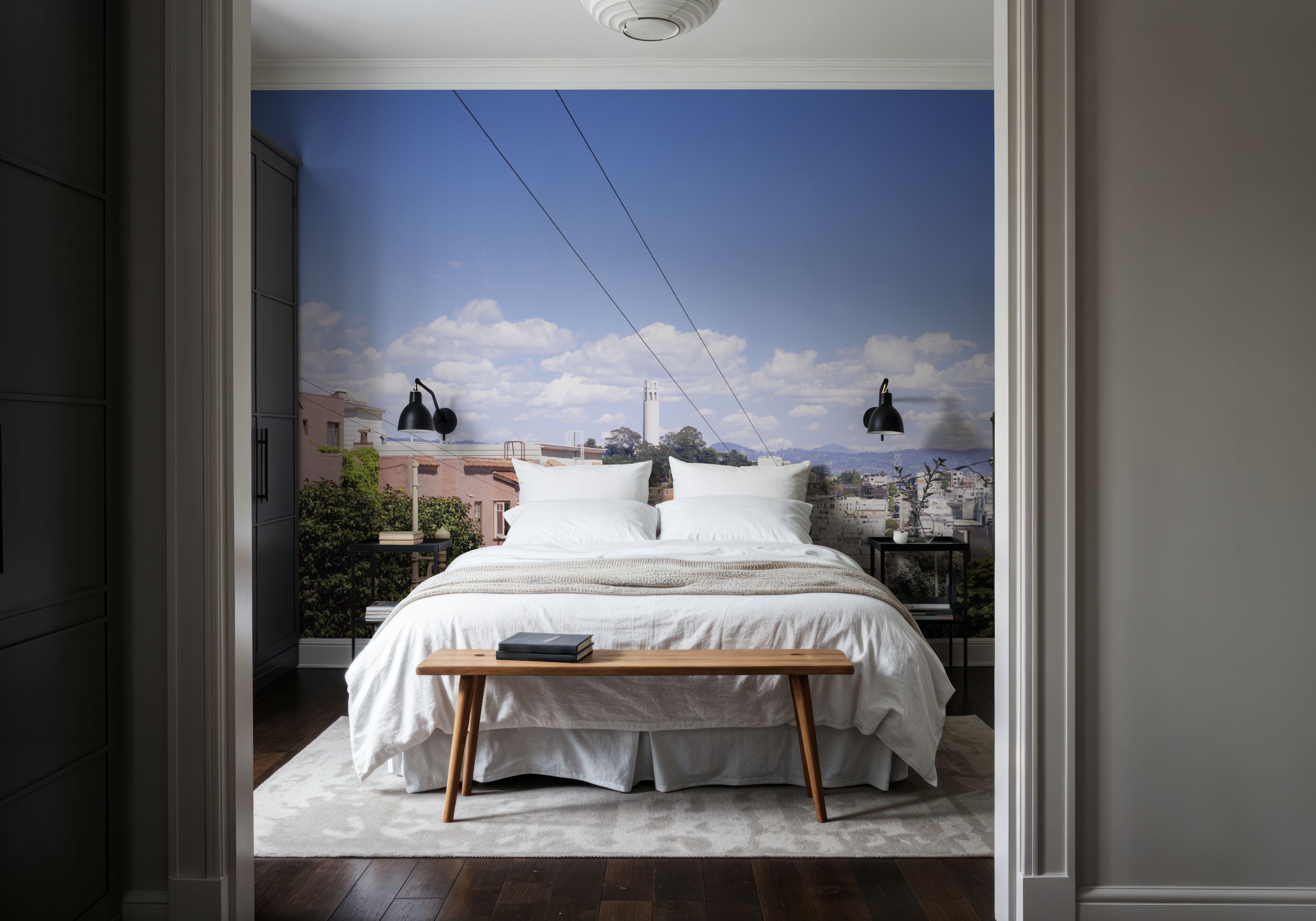 Wall Mural - Urban Palette - Architecture Landscapes mural wallpaper - Blue - Bedroom - Wallism UK - Premium, Textured or Peel & Stick