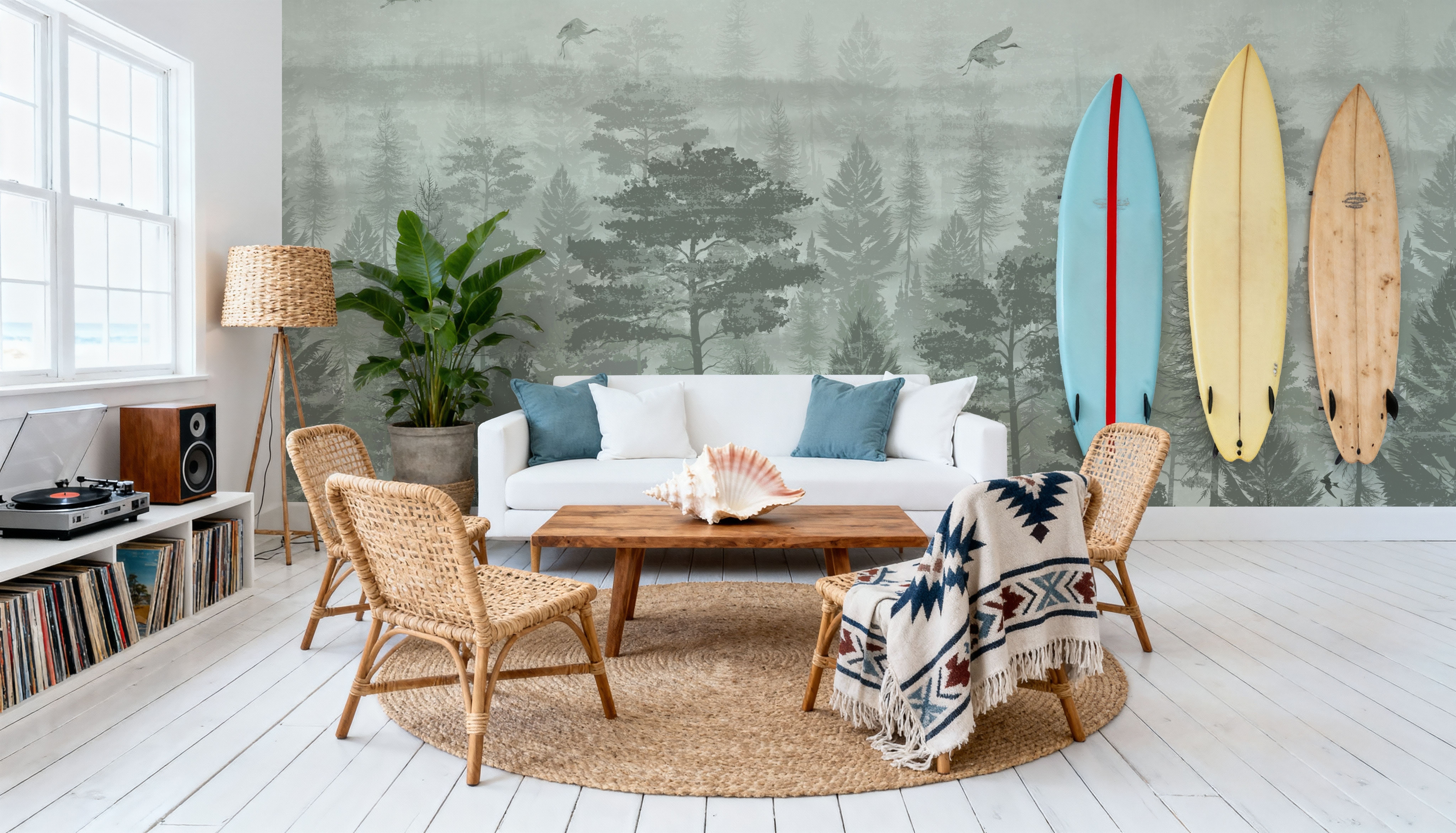 Misty Green Forest, Wallpaper